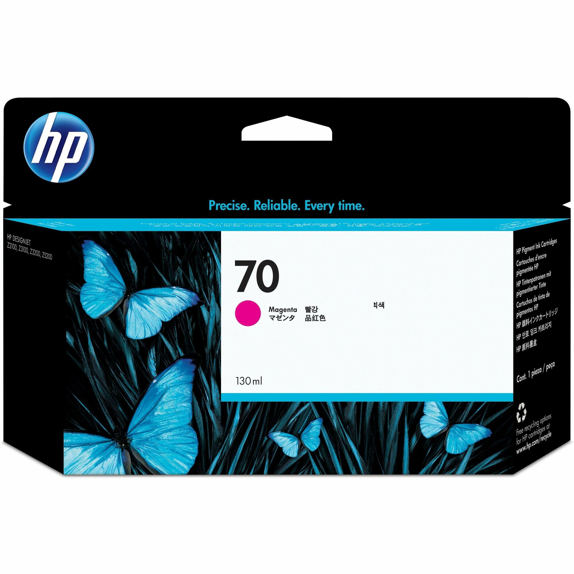 HP 70 (C9453A) Original Inkjet Ink Cartridge - Single Pack - Magenta - 1 Each - 130 mL