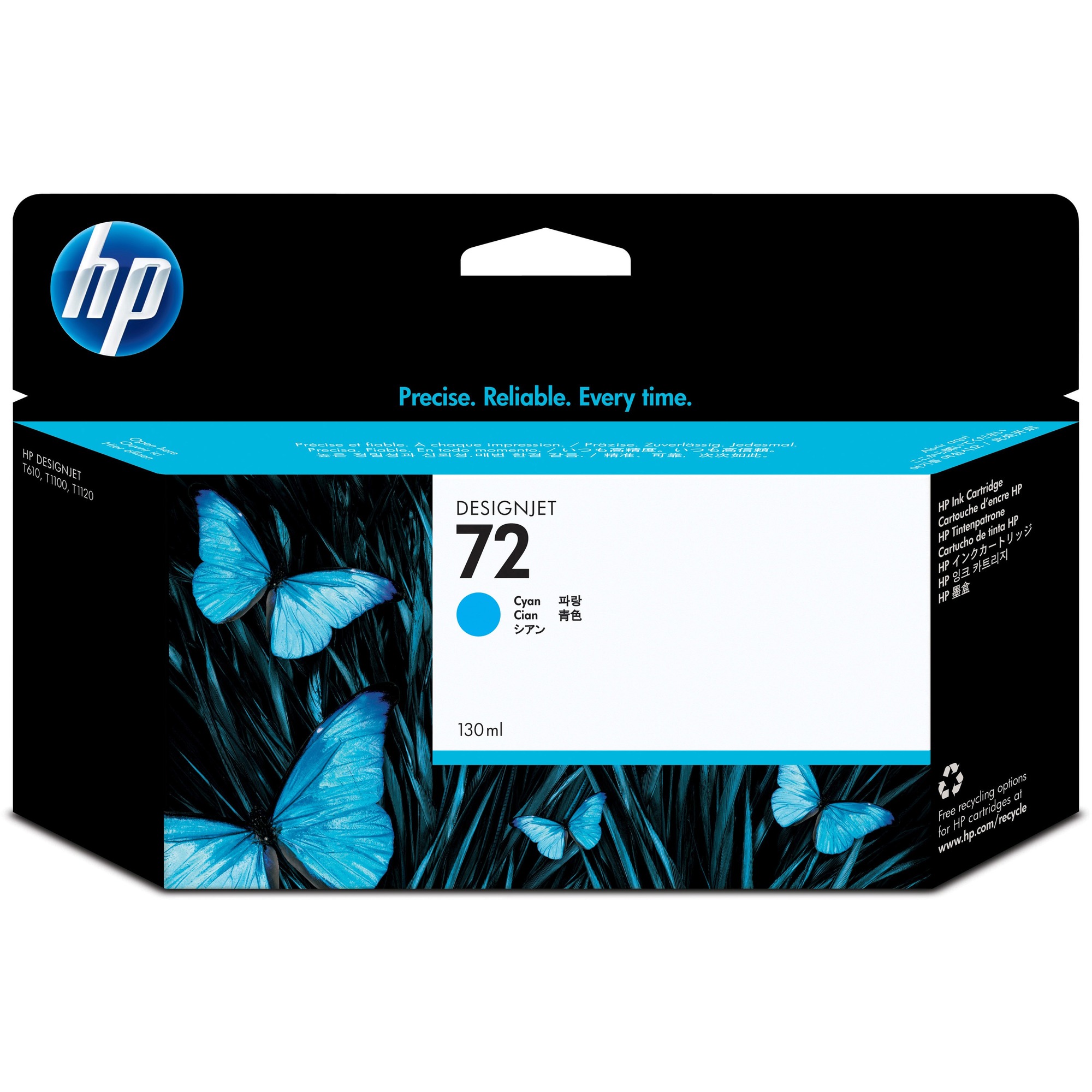 HP 72 (C9371A) Original Inkjet Ink Cartridge - Single Pack - Cyan - 1 Each - 130 mL