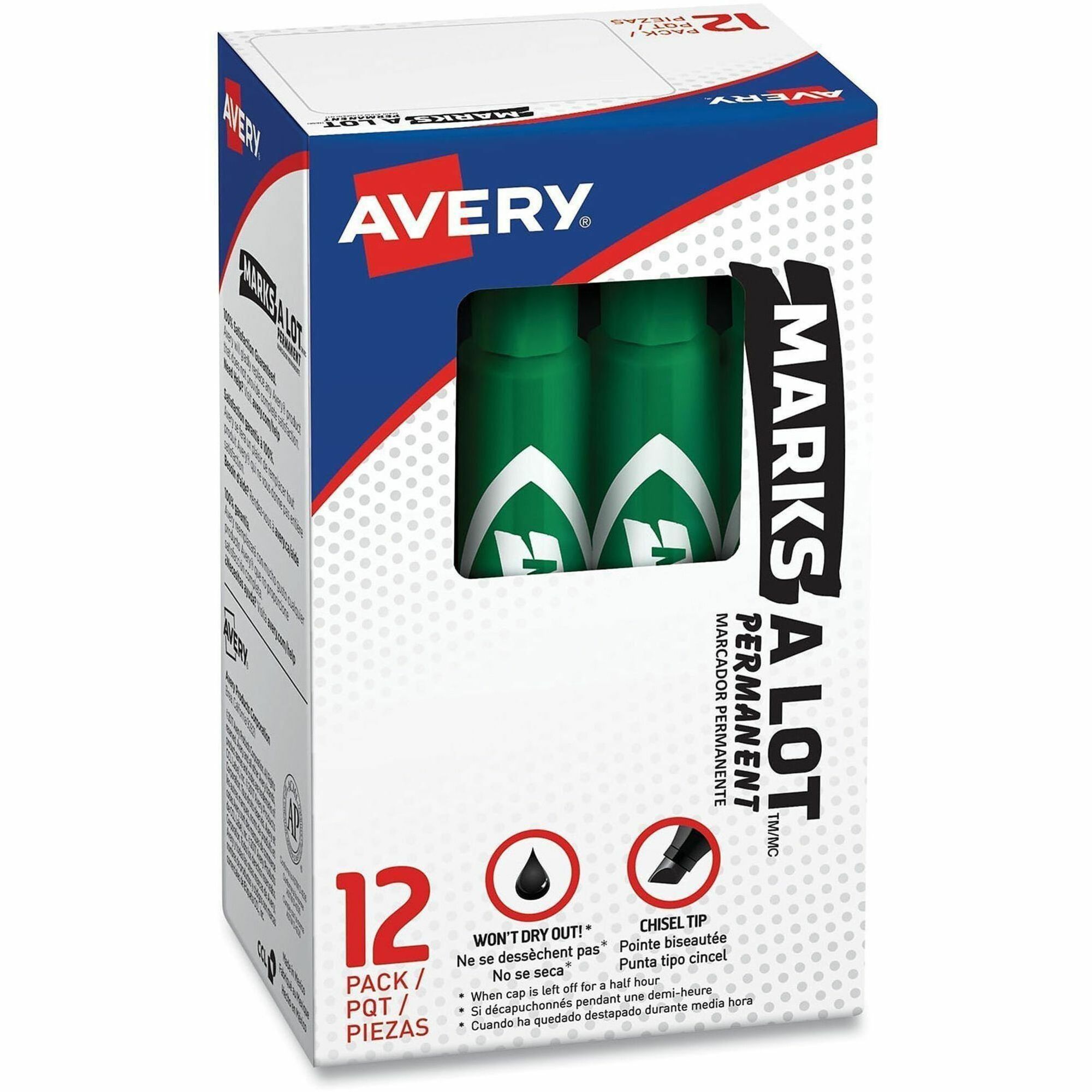 Avery&reg; Avery Marks A Lot Permanent Markers, Regular Desk-Style, 1 Green