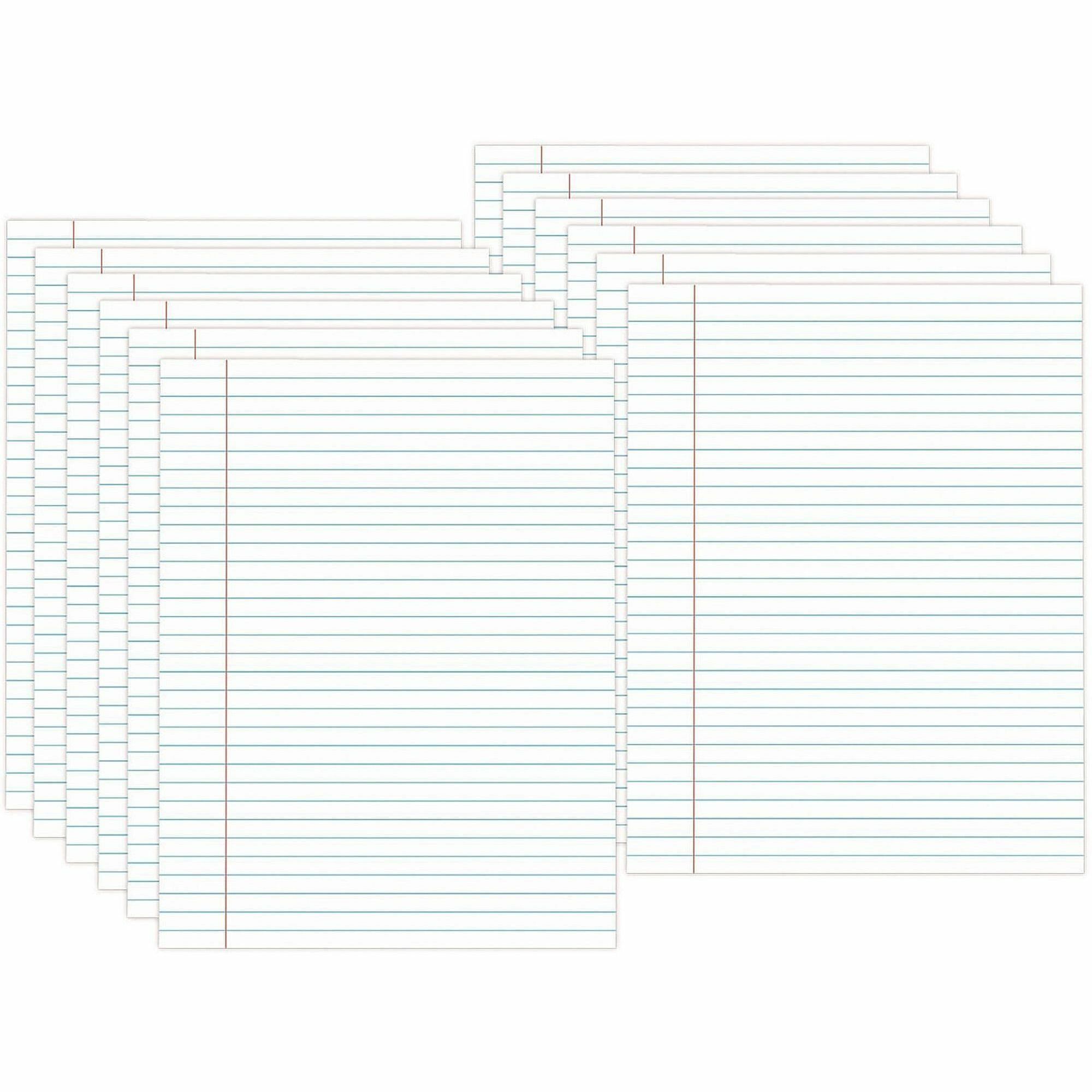 Universal Glue Top Pads, Wide/Legal Rule, 50 White 8.5 x 11 Sheets, Dozen