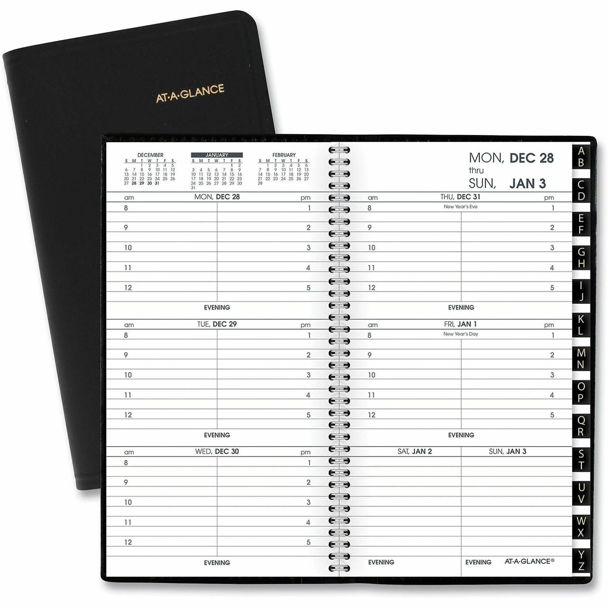 At-A-Glance 2026 Refillable Weekly Appointment Book Planner" , Black, Pocket, 3-1/4" x 6-1/4"