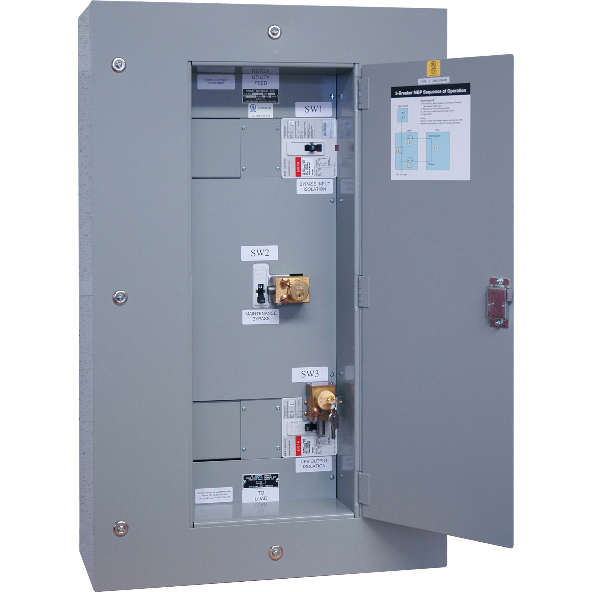 Tripp Lite 3 Breaker Maintenance Bypass Panel for SU80KX and SU80KTV