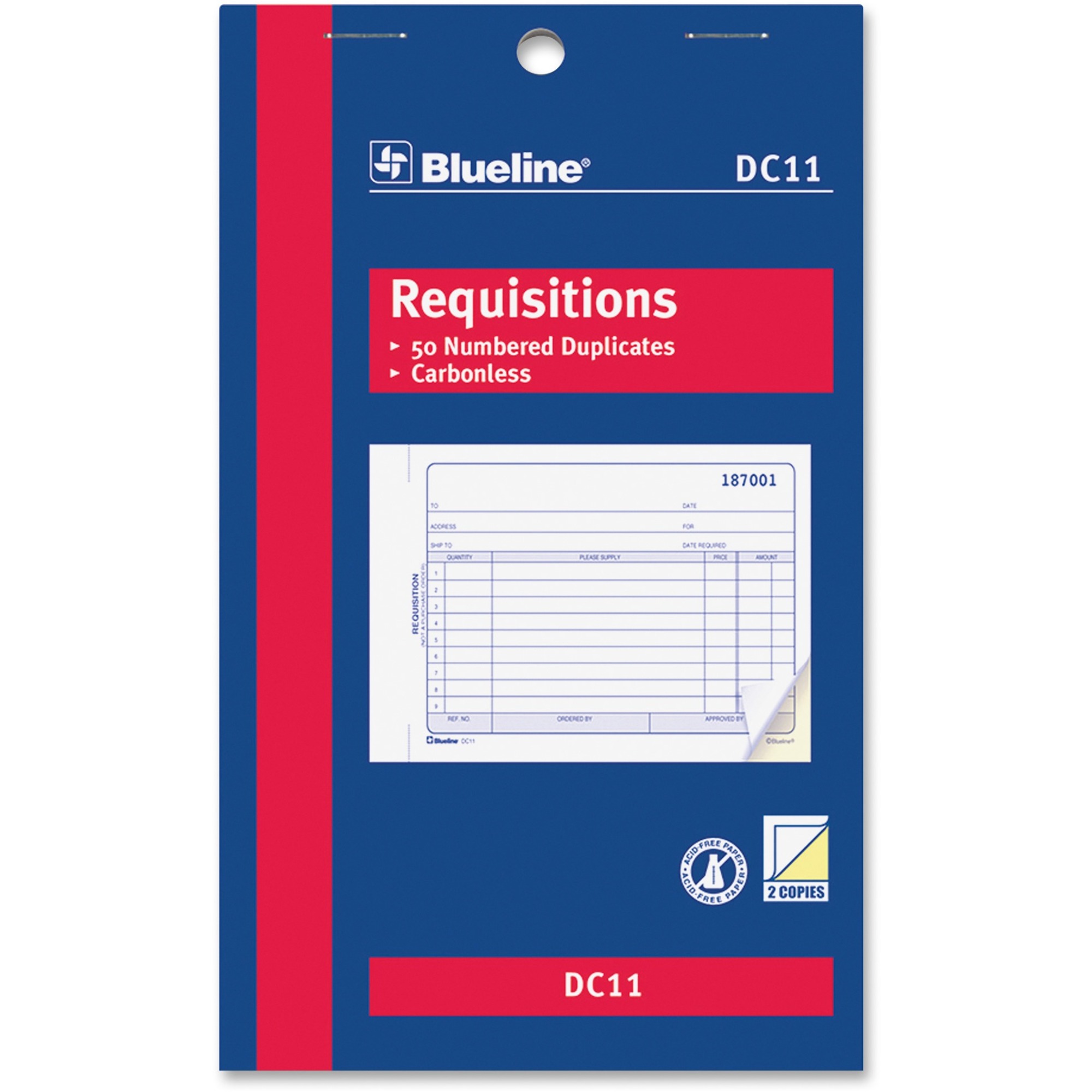 Blueline Requisition Form 50 Sheet s 2 PartCarbonless Copy 4 25