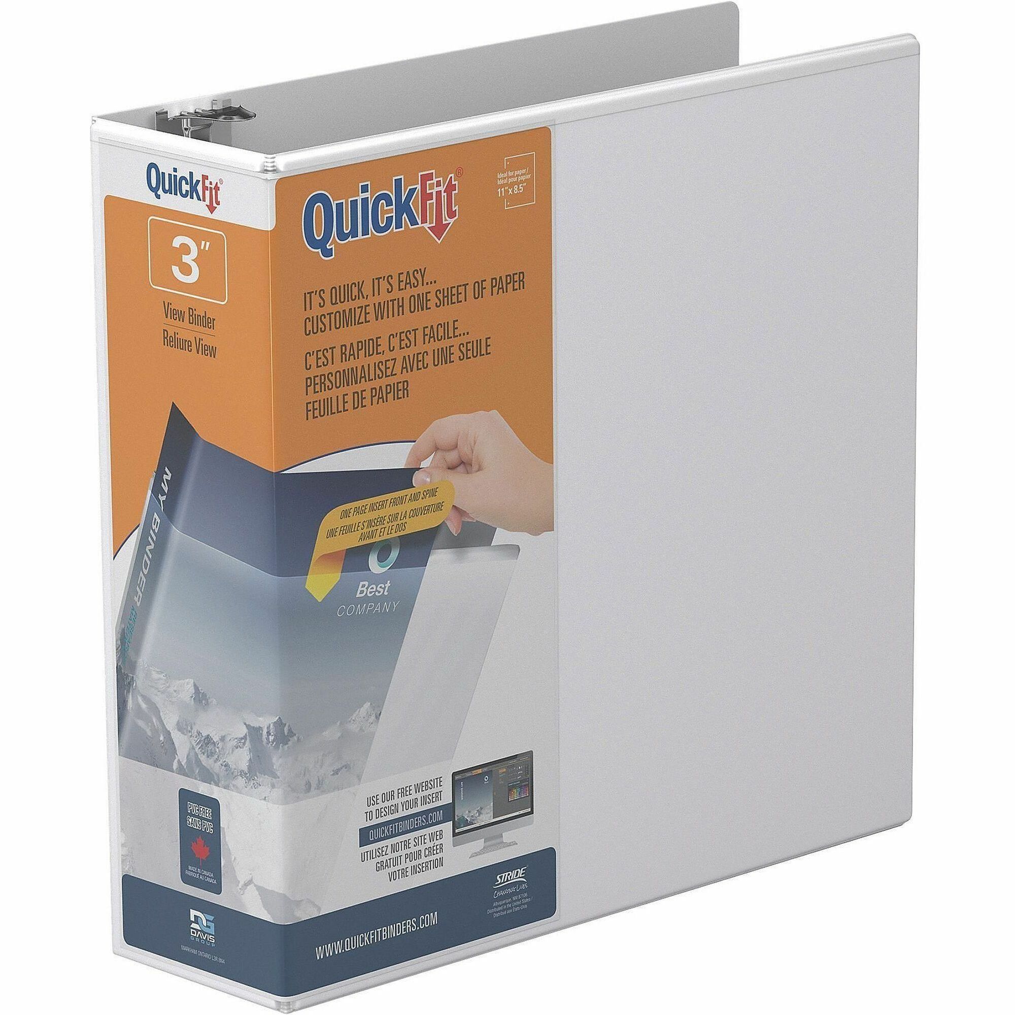 QuickFit View Binder, 3-Ring Binder, Angle D Ring, 3 Inch, White