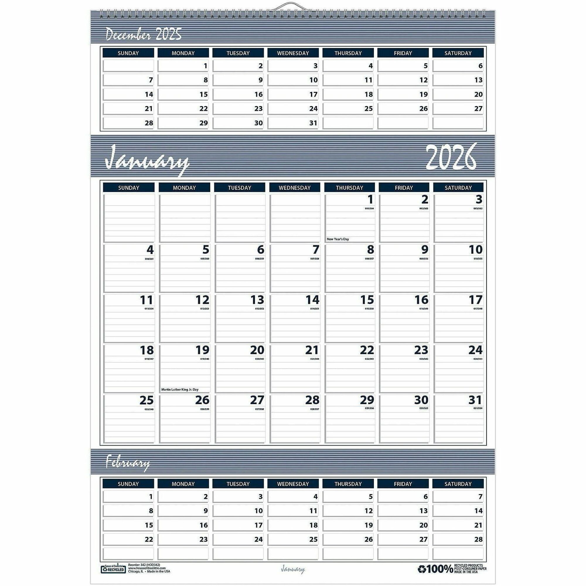 House of Doolittle Bar Harbor Triple Month Wall Calendars