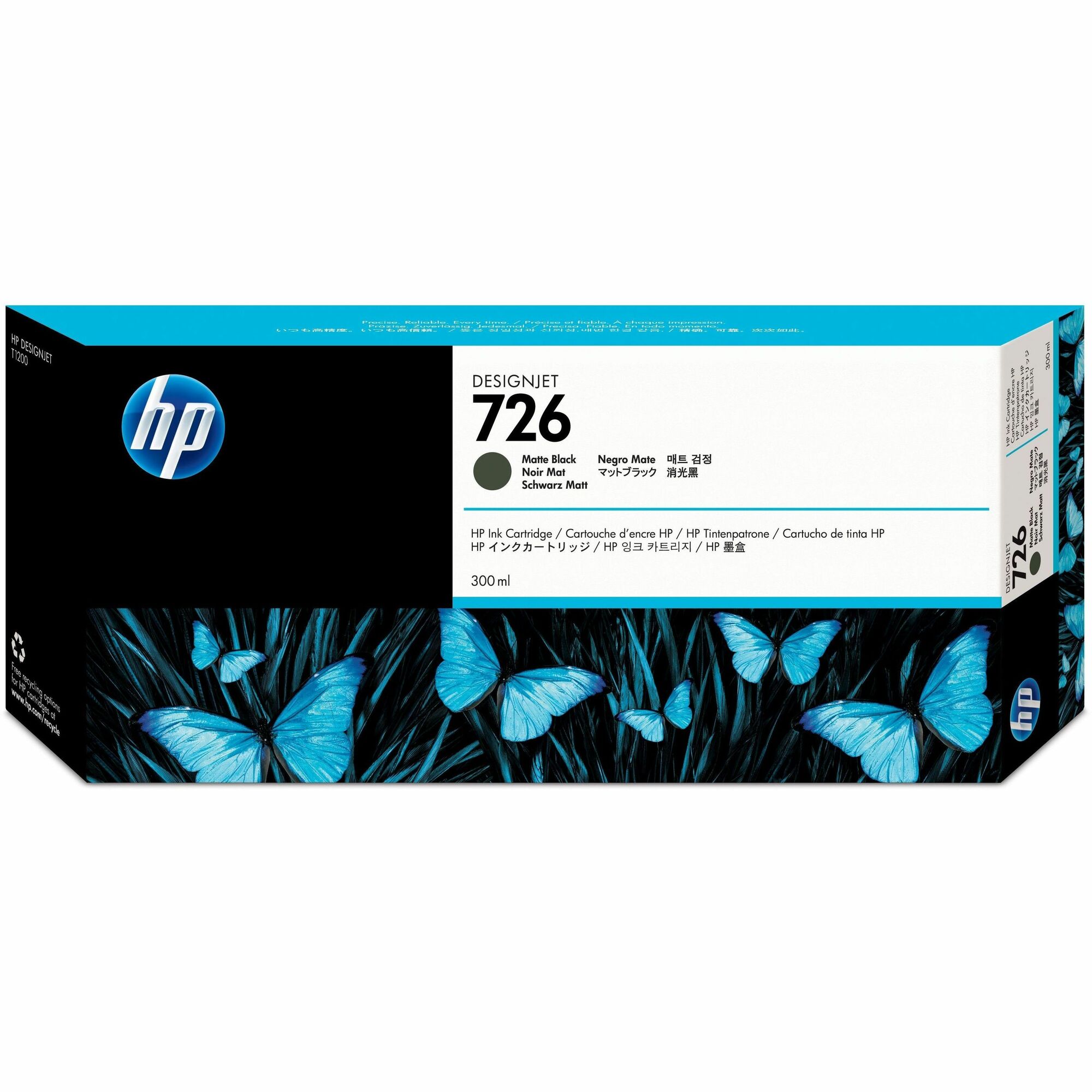 HP 726 (CH575A) Original Ink Cartridge - Single Pack - Inkjet - Matte Black - 1 Each
