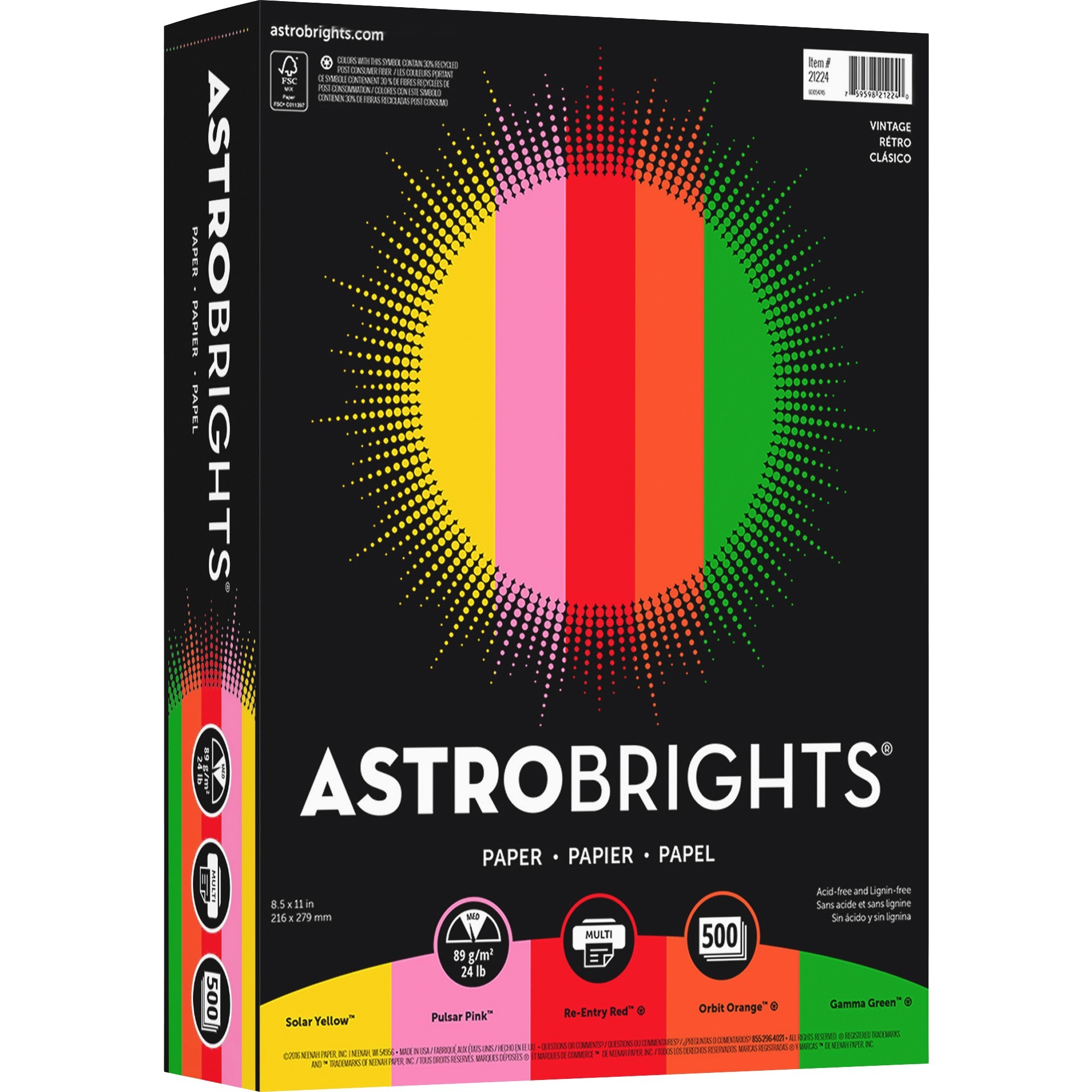 Astrobrights Color Paper - Assorted - Letter - 8 1/2 x 11 - 24