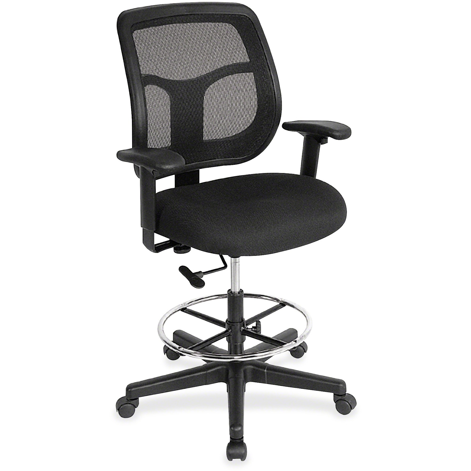 Eurotech Apollo DFT9800 Drafting Chair - Black Seat Color - Fabric Seat Material - 5-star Base - 1 Each