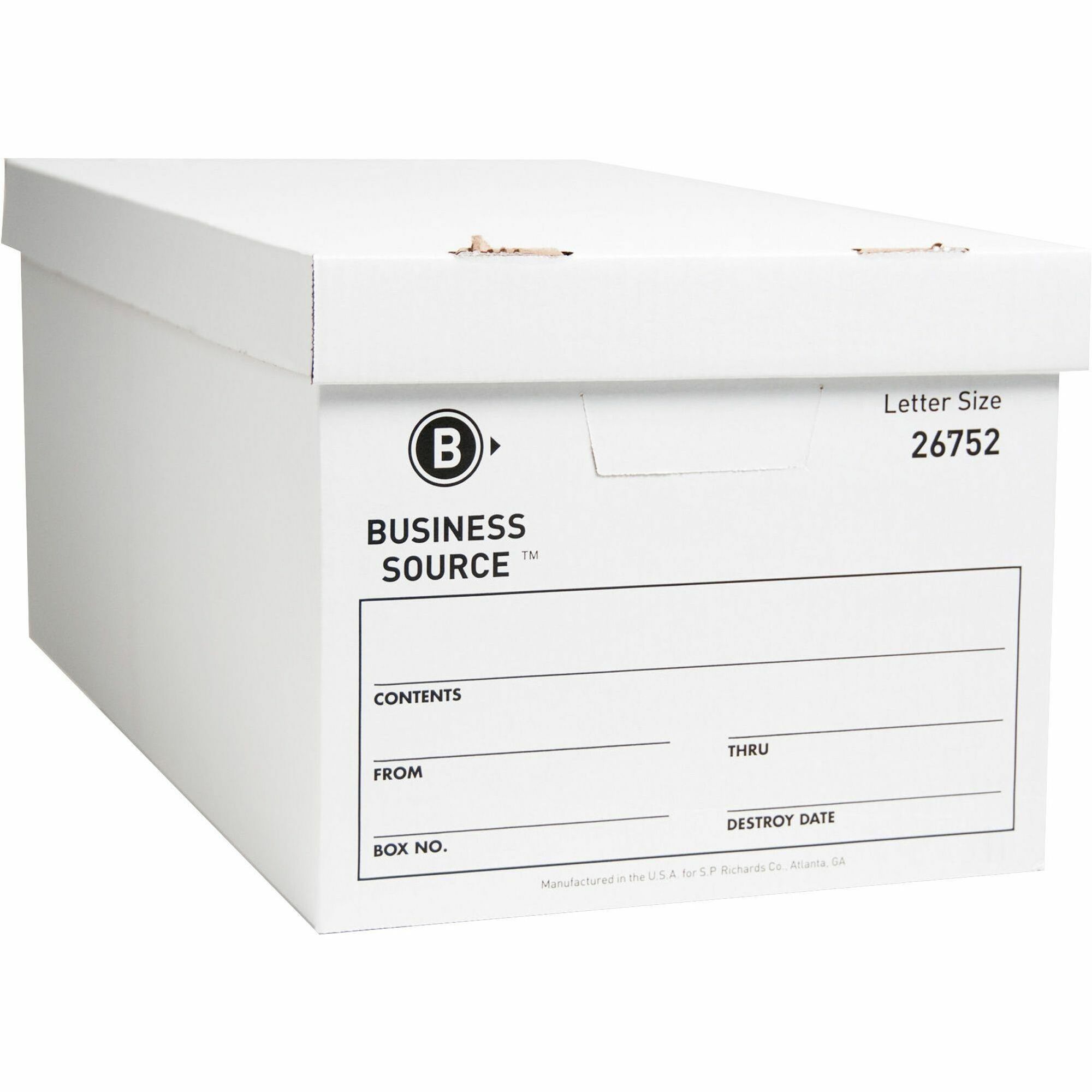 Business Source Lift-off Lid Light Duty Storage Box - External Dimensions:  12 Width x 24 Depth x 10Height - Media Size Supported: Letter - Lift-off