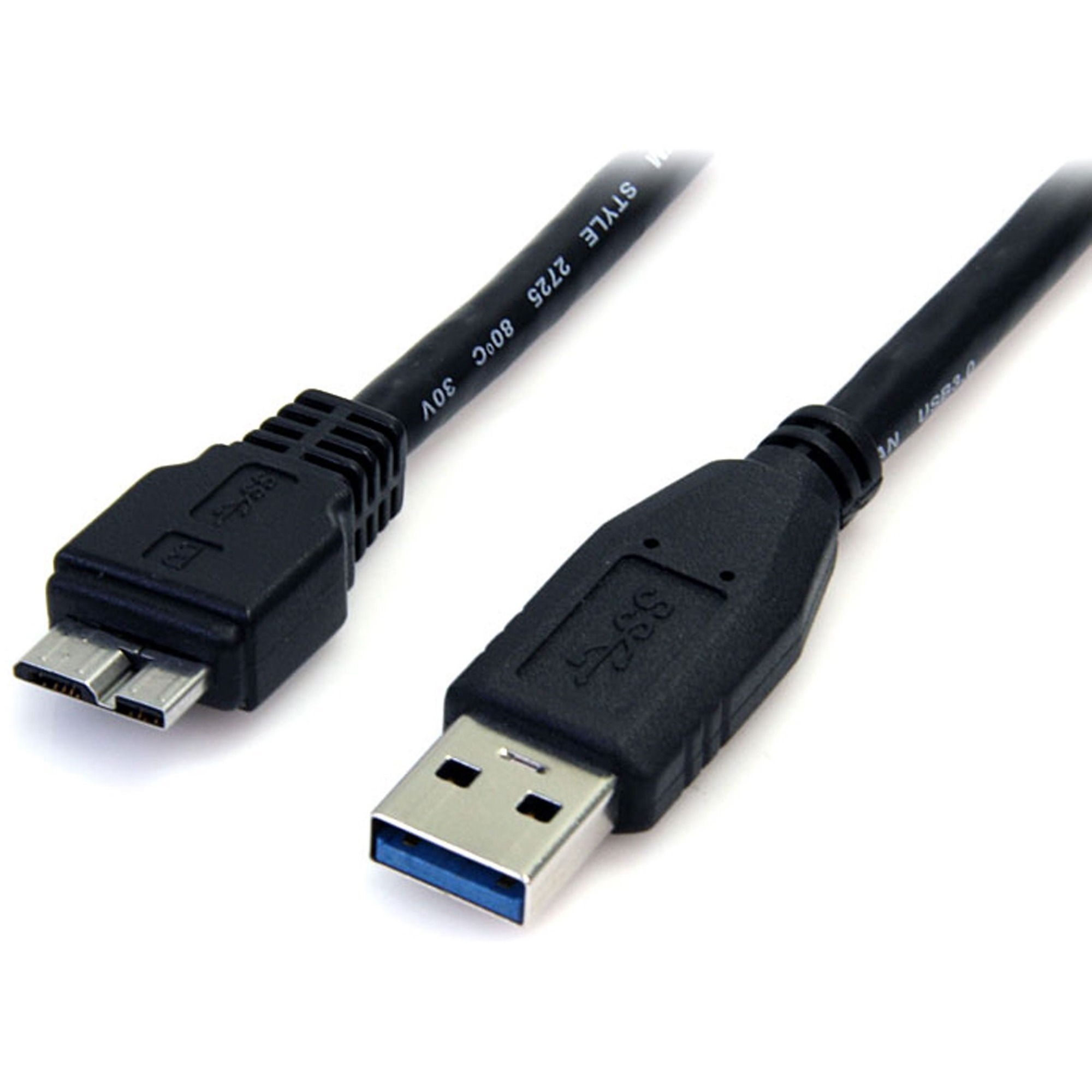 StarTech.com 3 ft Black SuperSpeed USB 3.0 Cable A to Micro B - 3 ft USB/USB Micro-B Data Transfer Cable for Portable Hard Drive, Notebook, PC - First End: 1 x 9-pin USB 3.0 Type A - Male - Second End: 1 x 10-pin Micro USB 3.0 Type B - Male - 5 Gbit/s - Shielding - 28 AWG - Black - 1