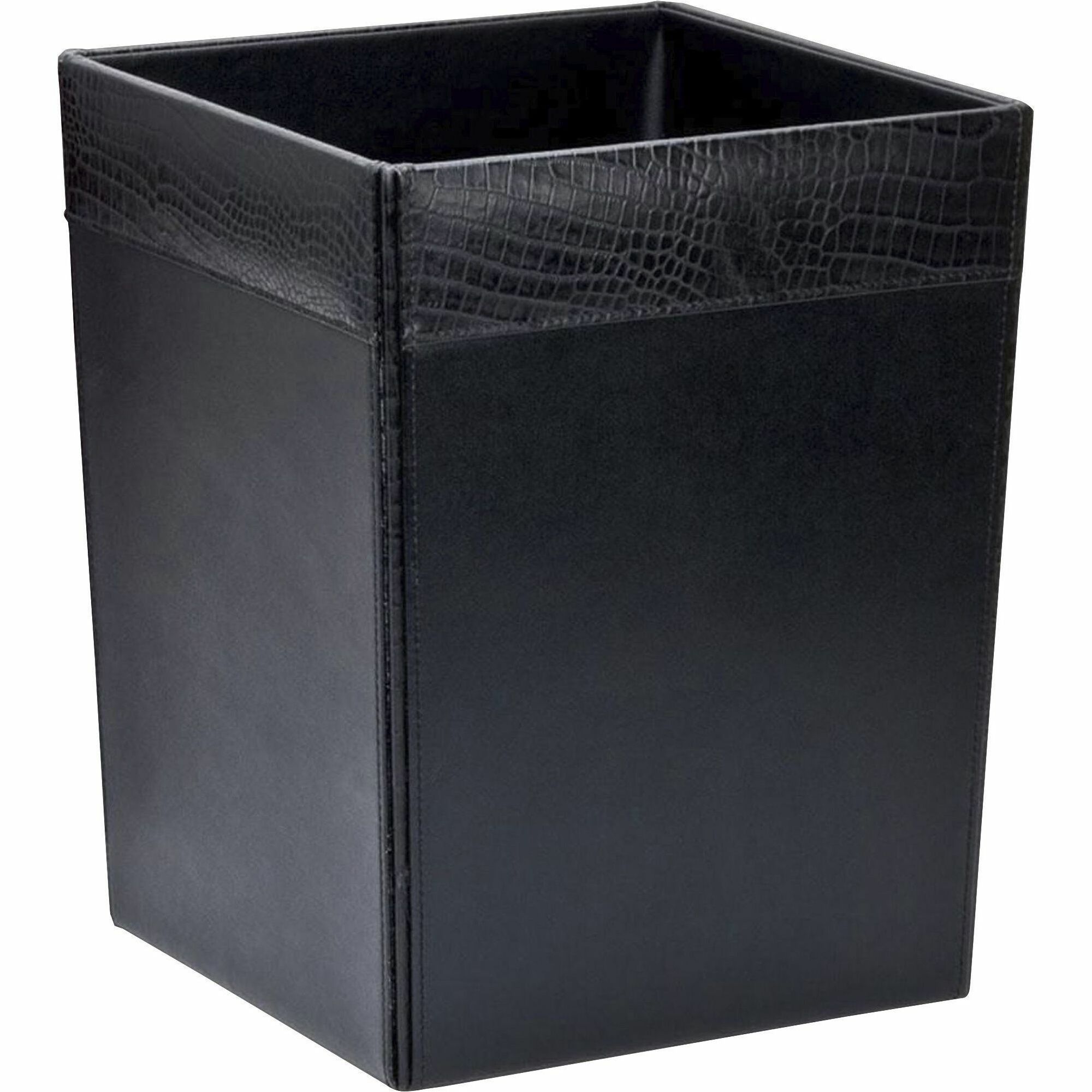 Dacasso Crocodile Embossed Leather Waste Basket