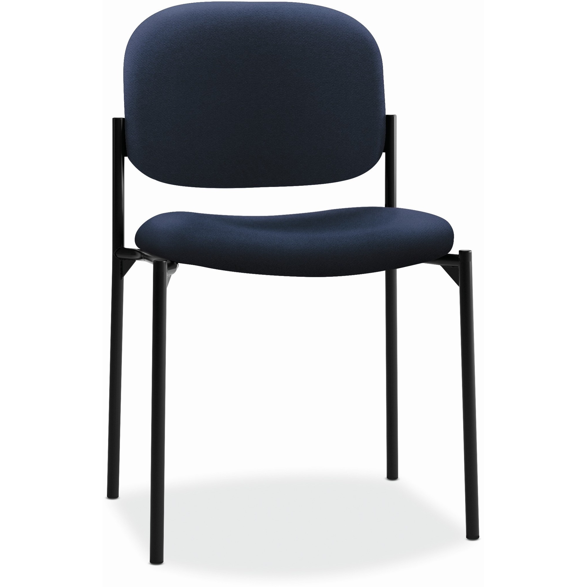 Basyx by HON Scatter Stacking Guest Chair - Navy Fabric, Polyester Seat -  Navy Fabric, Polyester Back - Black Tubular Steel Frame - Four-legged Base  - 