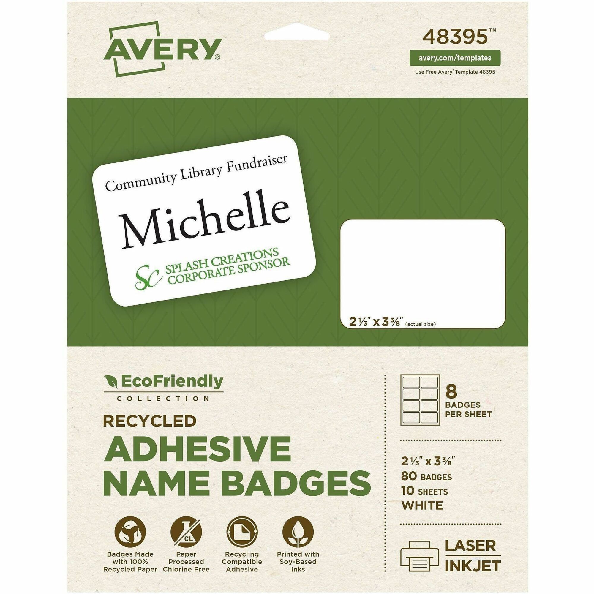 Avery&reg; Eco-friendly Premium Name Badge Labels