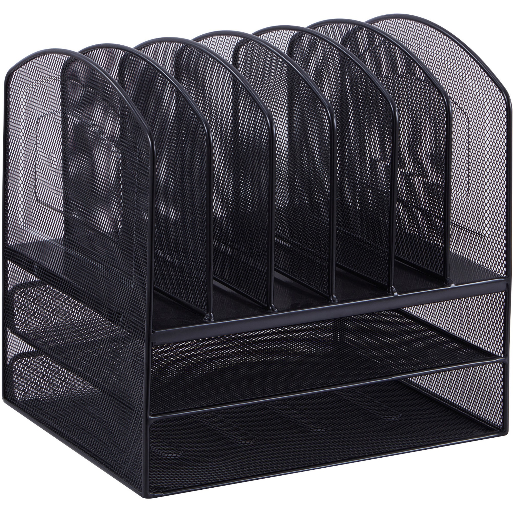 Lorell Black Mesh/Wire Desktop Organizer, 15.8 x 12.9 x 14.4