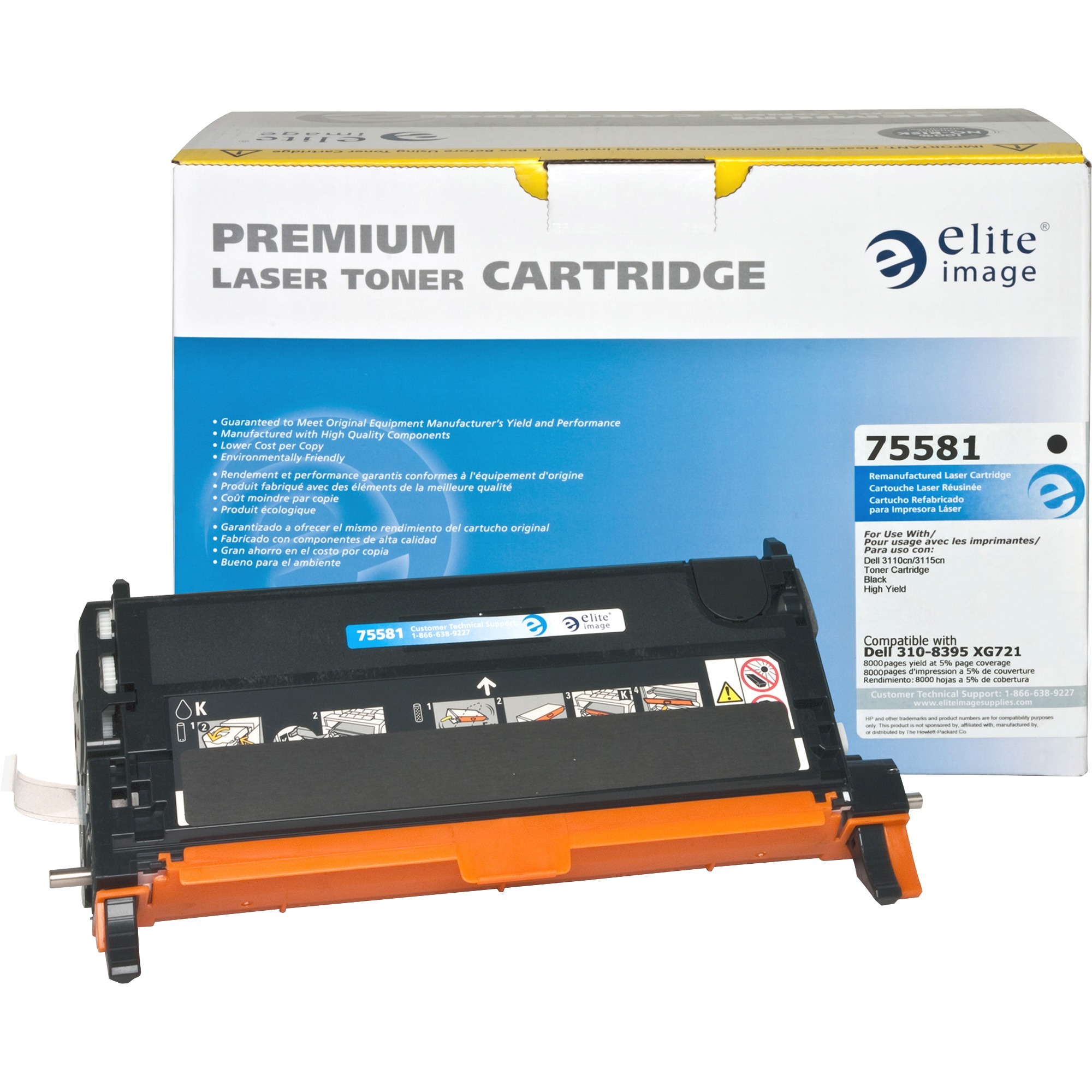 Elite Image Remanufactured High Yield Laser Toner Cartridge 310-8395 - Black - 1 Each