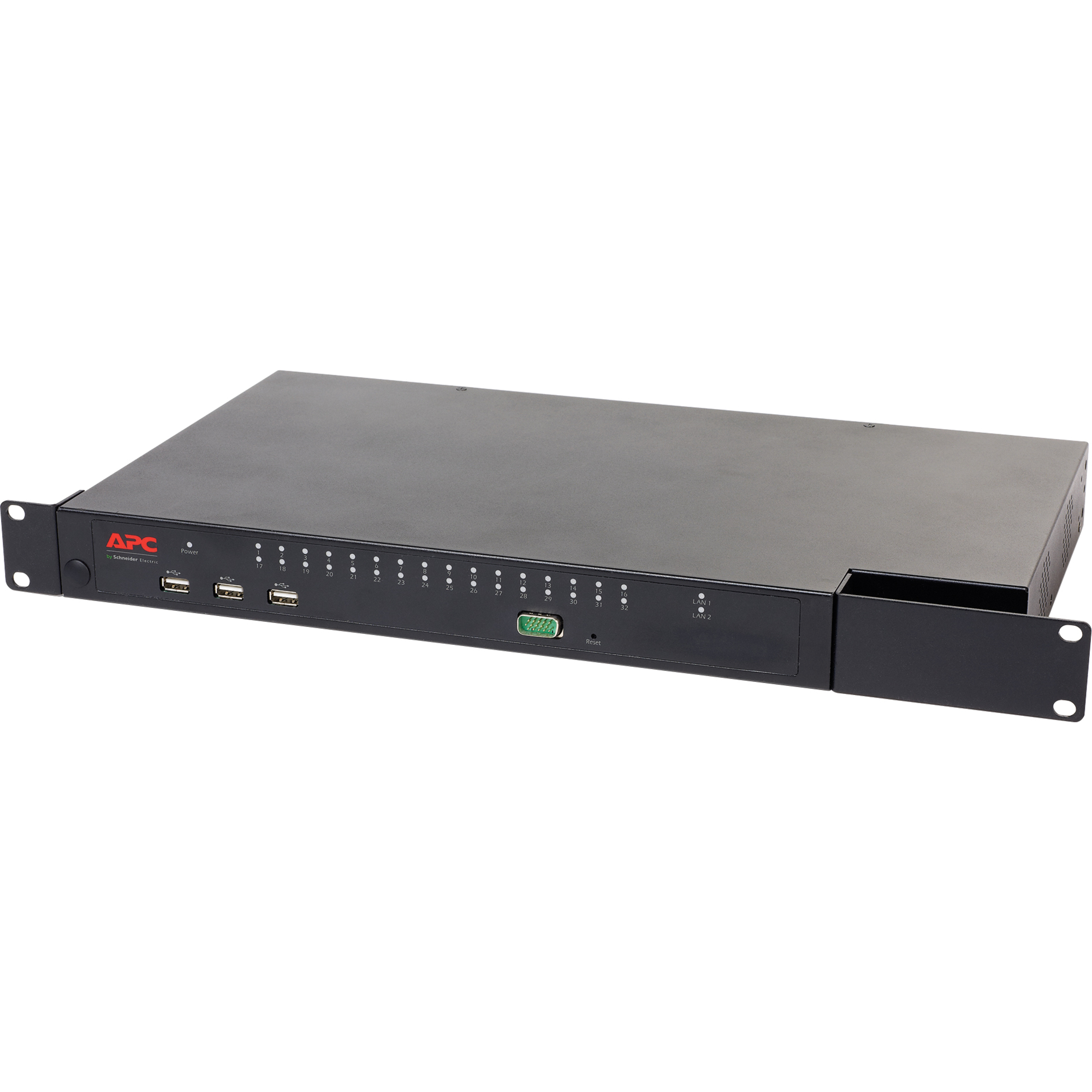 APC by Schneider Electric KVM Switch - 32 Computer(s) - 1 Local User(s) - 2 Remote User(s) - 1600 x 1200 - 34 x Network (RJ-45) - 5 x USB1 x VGA - Rack-mountable - 1U