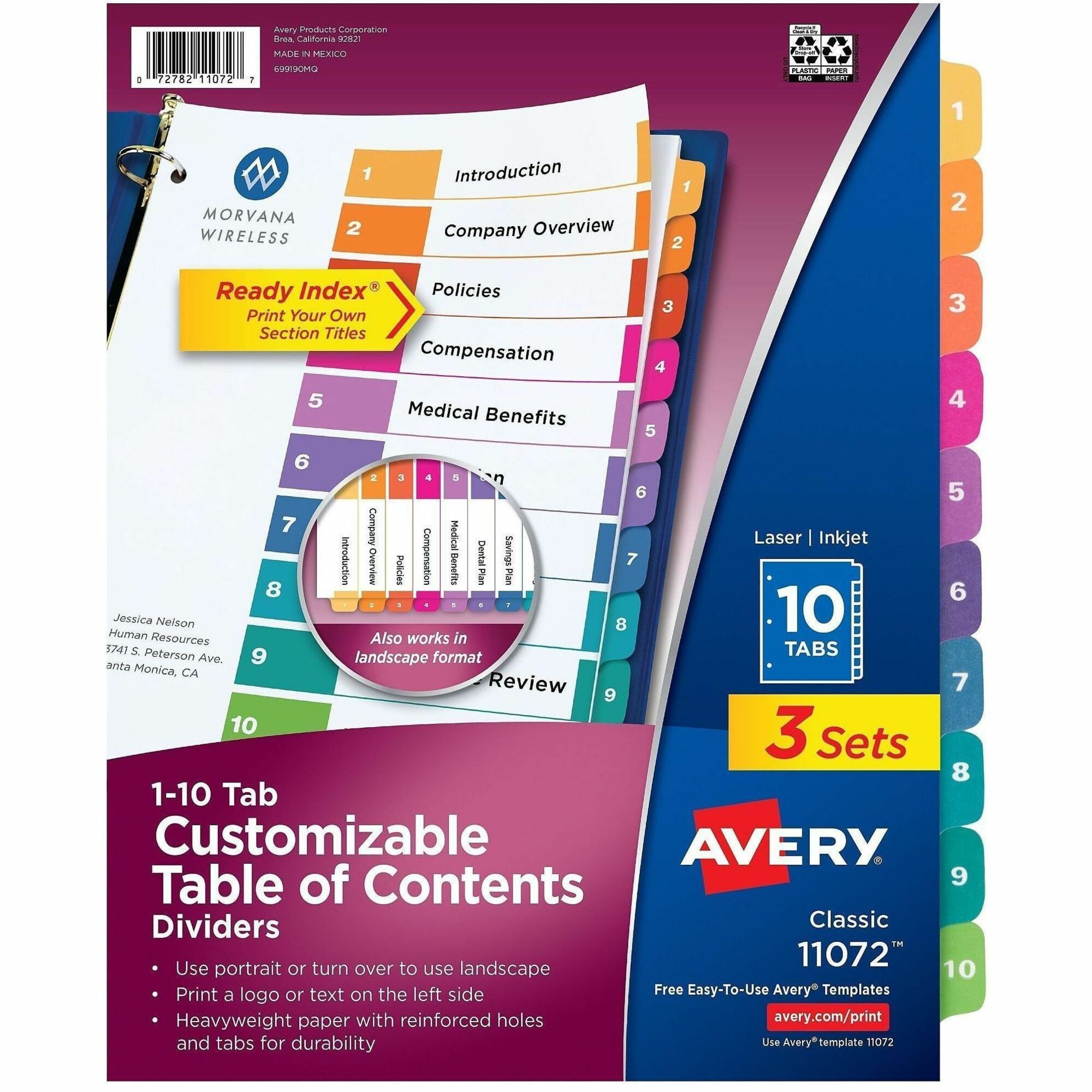 Avery Dividers, 10 Tabs, Ready Index (3 Sets of 11072)