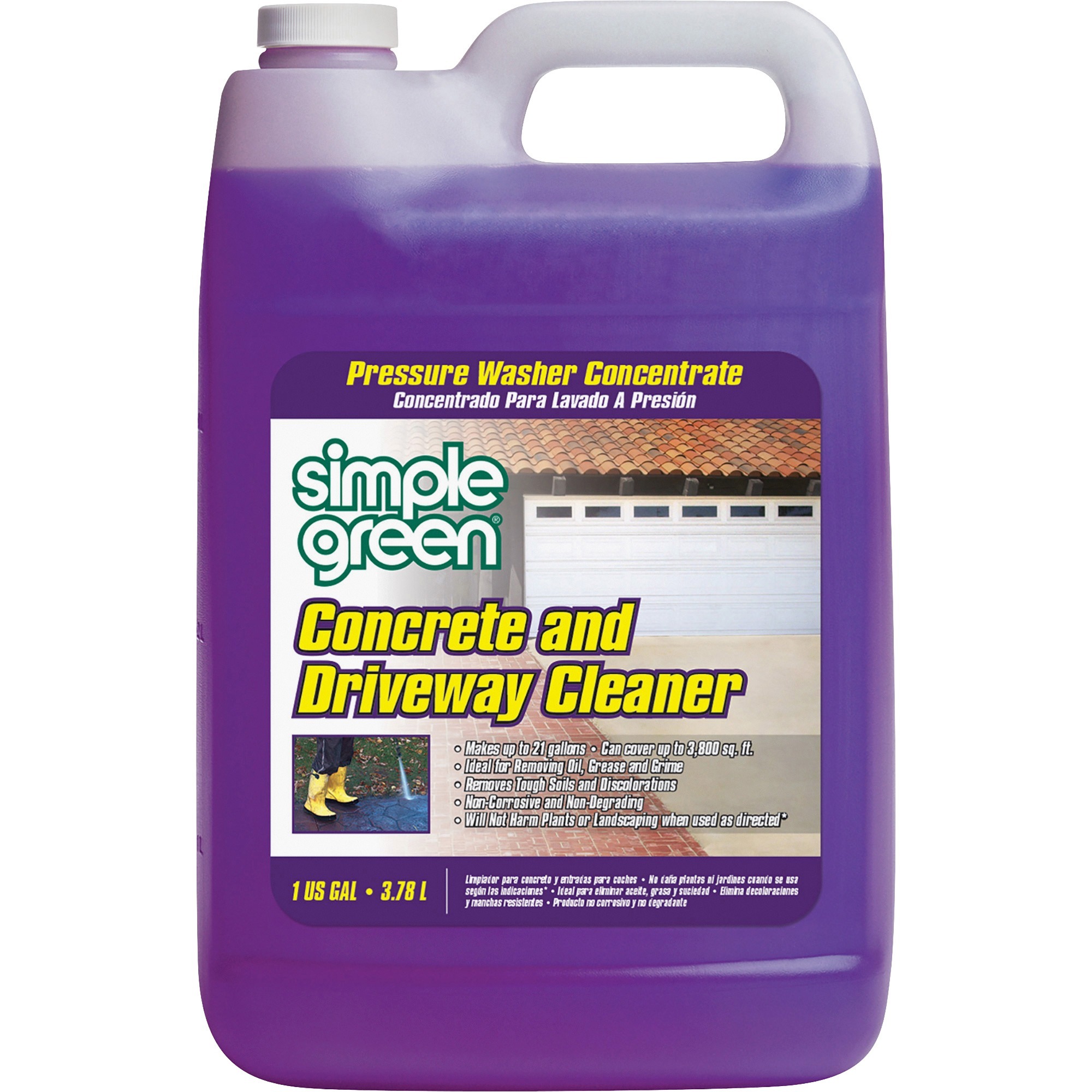 Simple Green Concrete/Driveway Cleaner Concentrate - For Multi Surface - Concentrate - 128 fl oz (4 quart) - Recommended For: Grease Remover, Oil Remover, Stain Remover, Grime Remover, Dirt Remover, Debris Remover - Non-toxic, Chlorine-free, Phosphate-free, Non-corrosive, Bleach-free - Purple - 1 Each