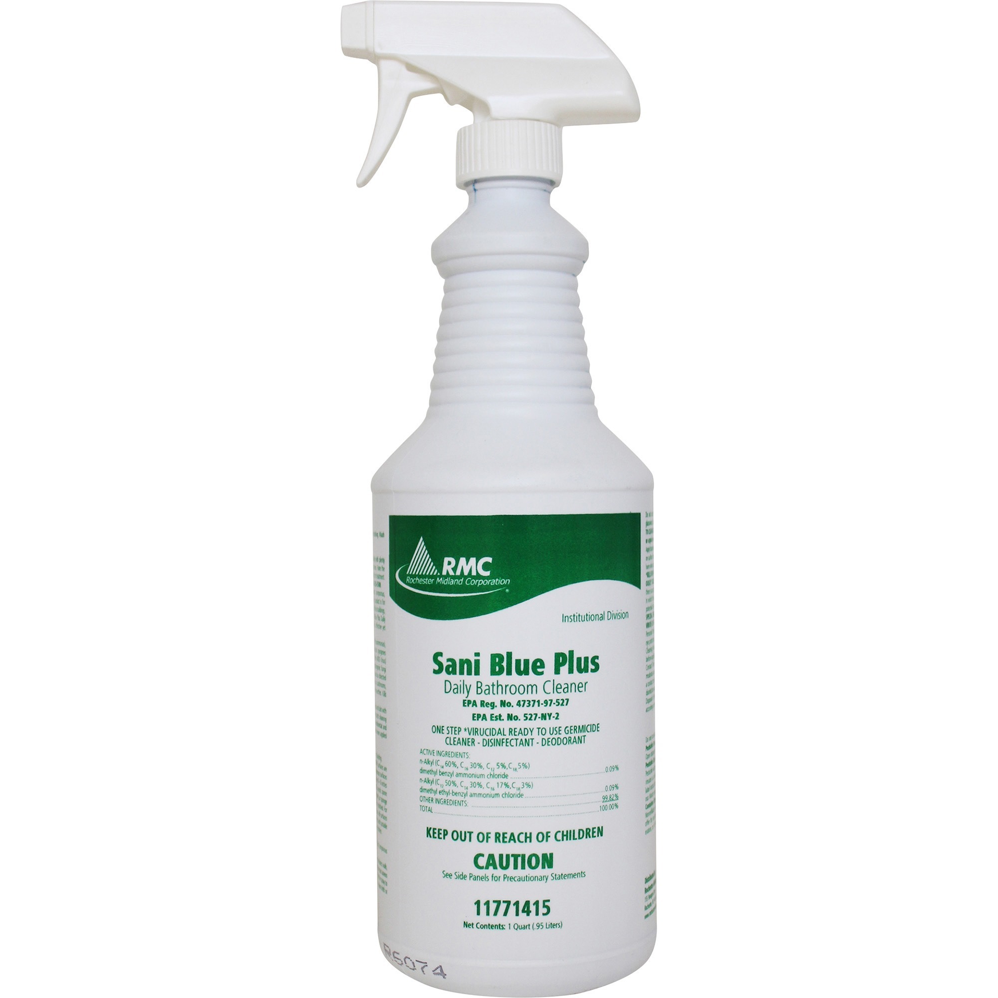 RMC Sani Blue Plus Bathroom Cleaner - For Bathroom, Hard Surface, Nonporous Surface - Ready-To-Use - 32 fl oz (1 quart) - Fresh Scent - Recommended For: Odor Remover - Disinfectant - Blue - 1 Each