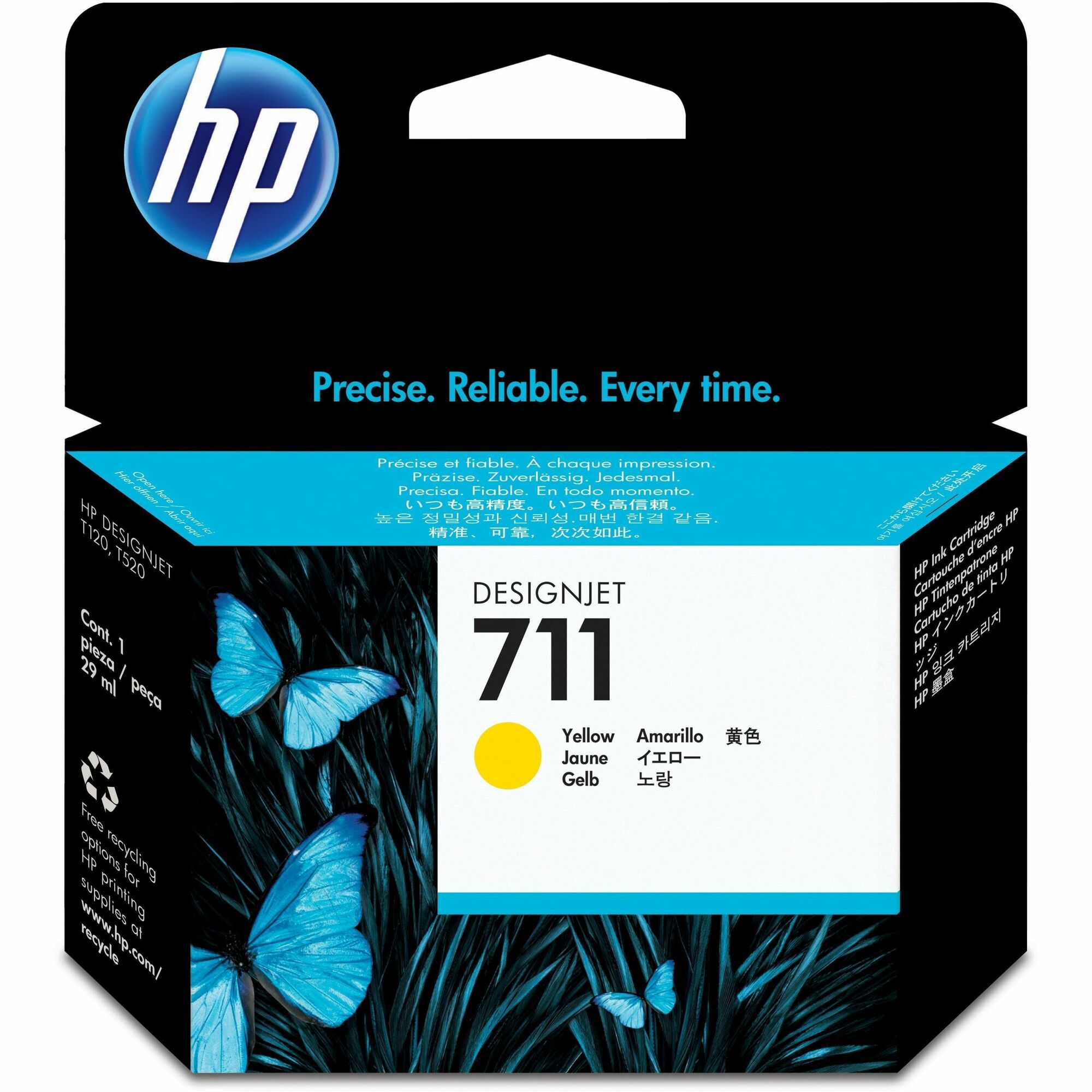 HP 711 (CZ132A) Original Inkjet Ink Cartridge - Single Pack - Yellow - 1 Each - 29 mL
