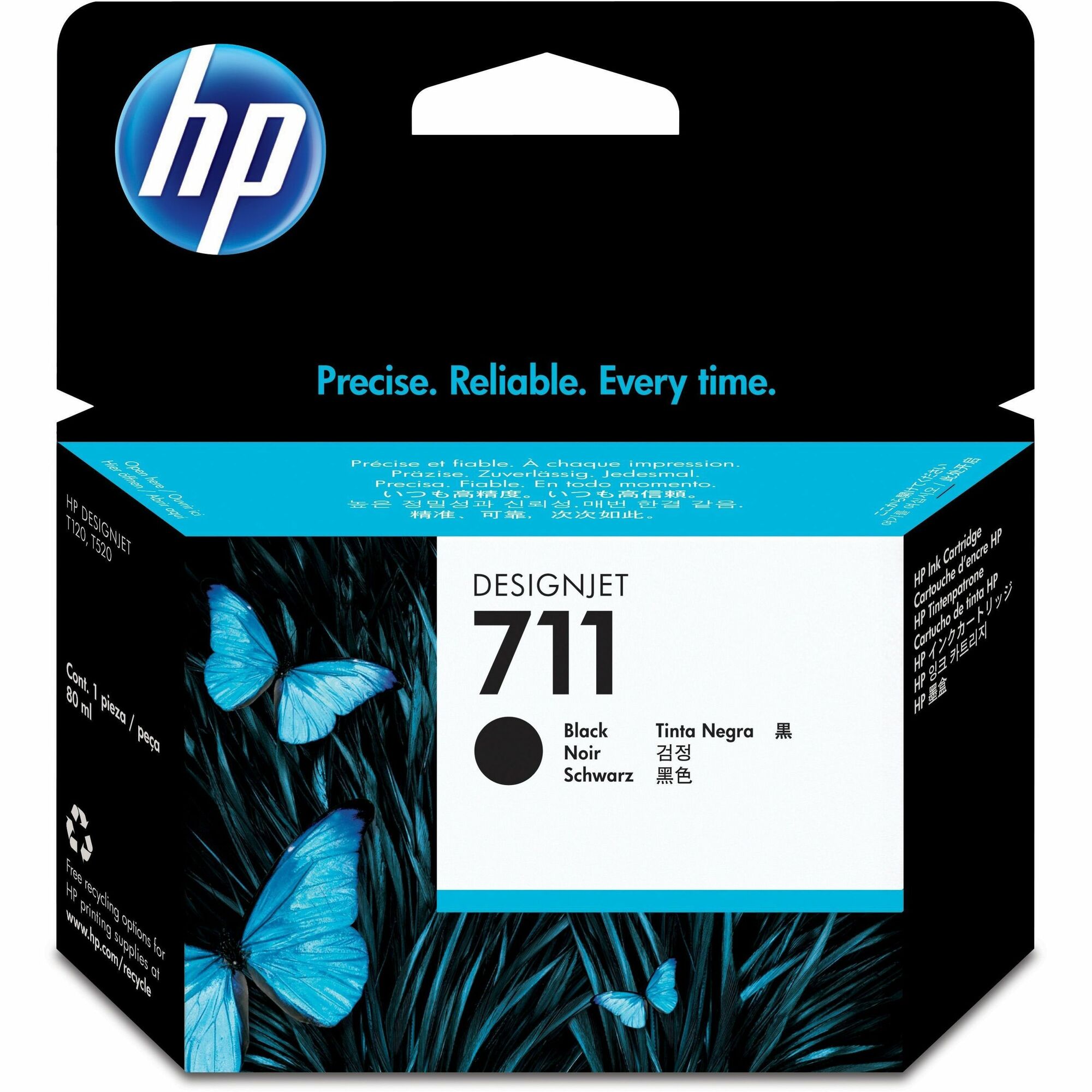HP 711 Original Inkjet Ink Cartridge - Black - 1 Each - 80 mL