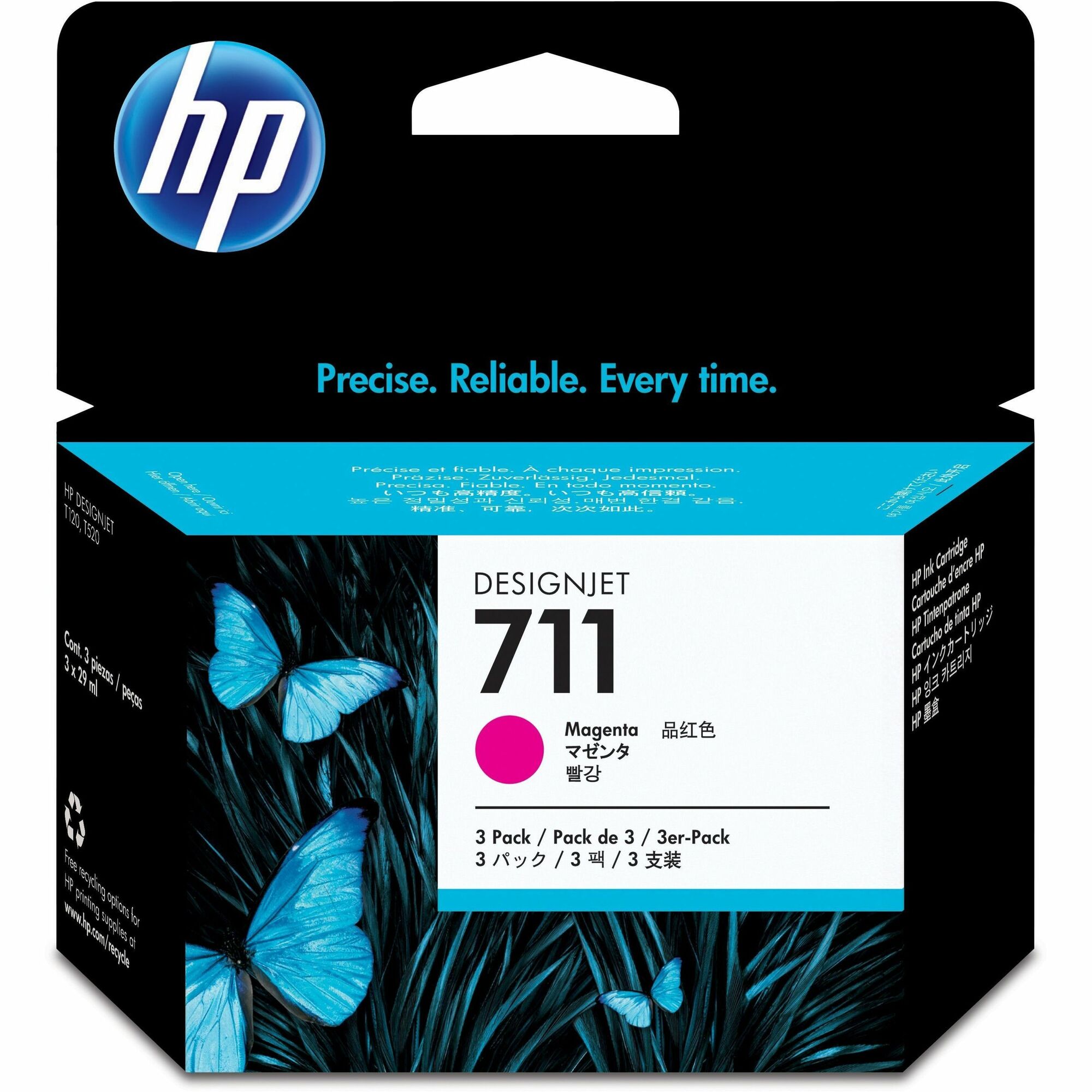 HP 711 (CZ135A) Original Inkjet Ink Cartridge - Multi-pack - Magenta - 3 / Pack - 29 mL