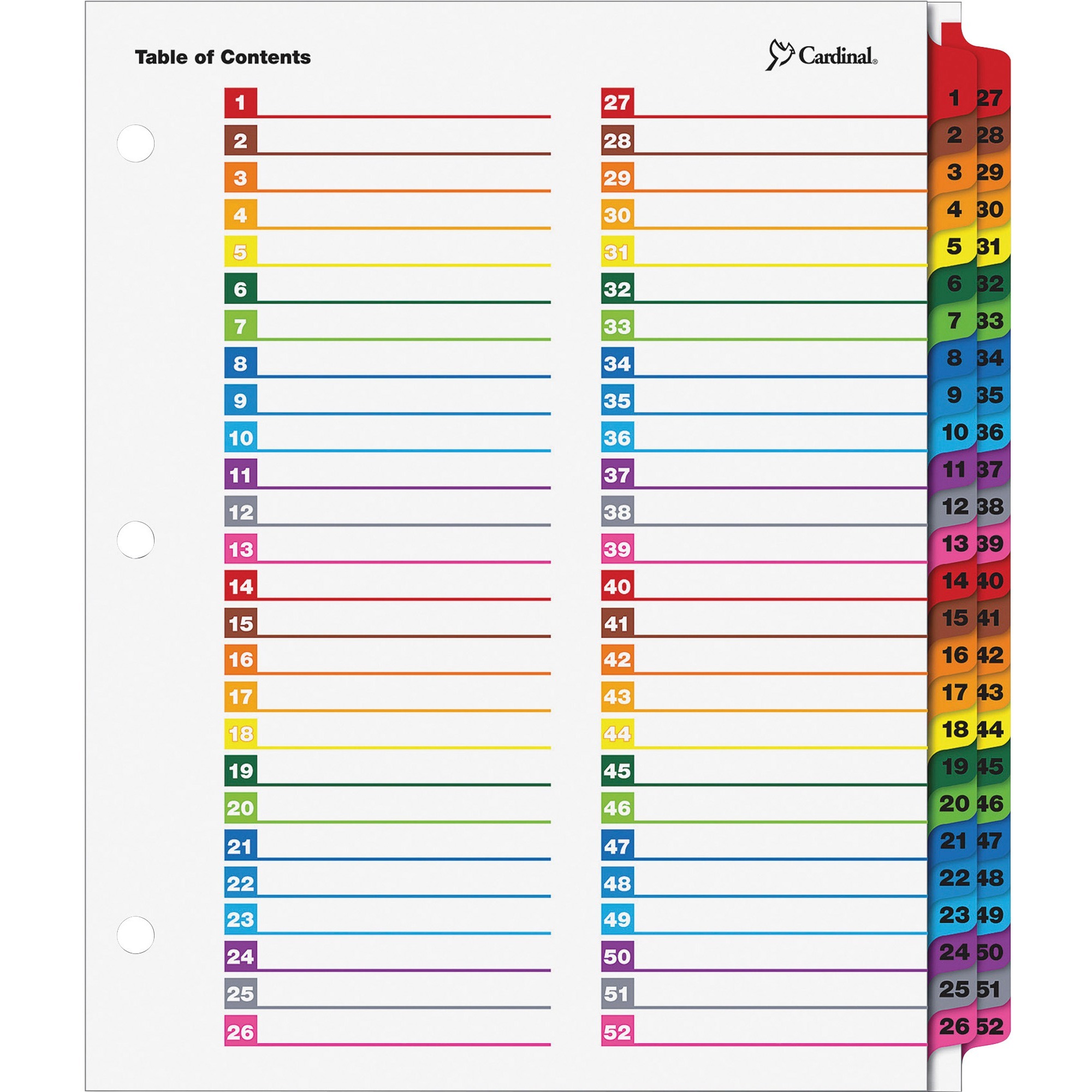 Cardinal OneStep Printable Table of Contents and Dividers 52 Tab