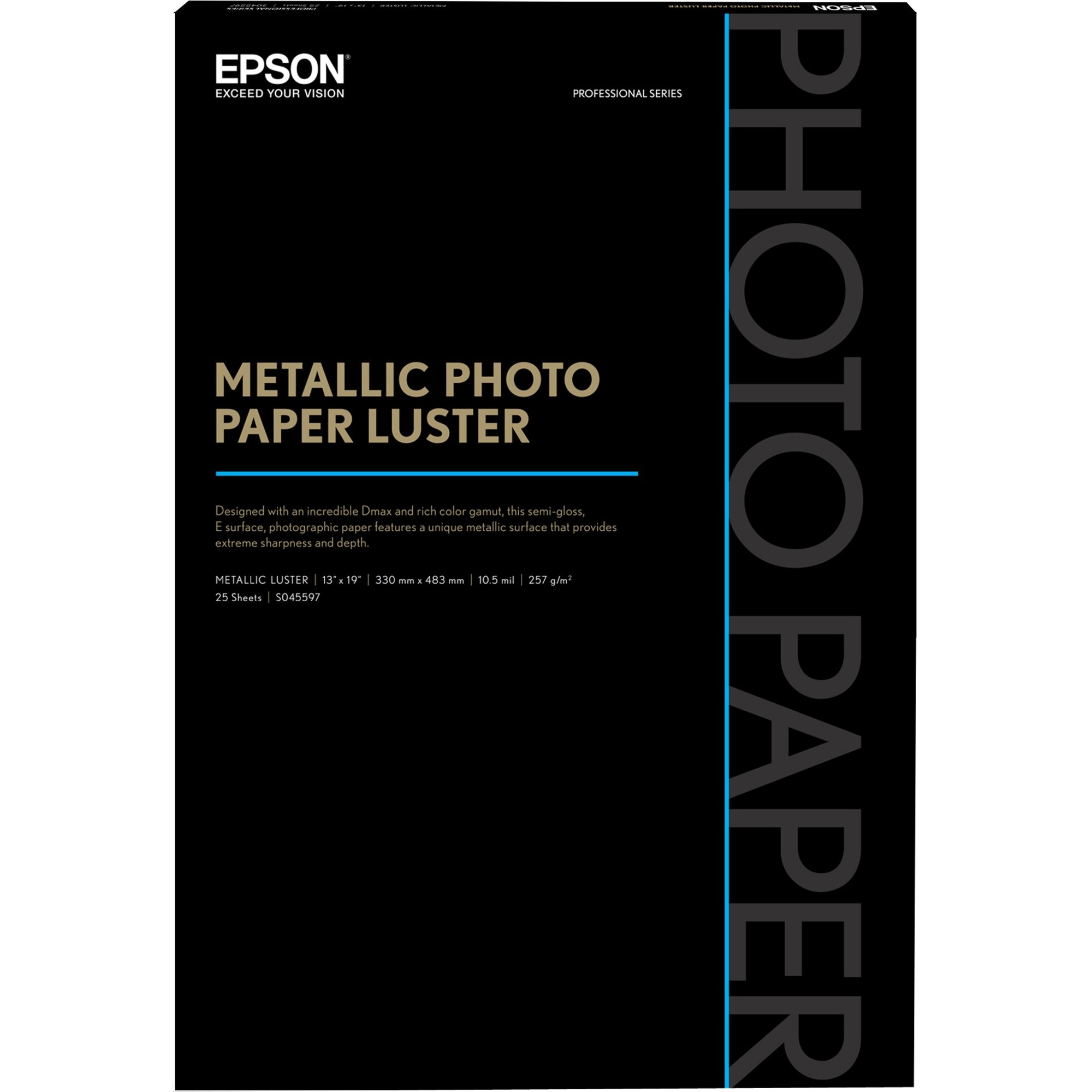 Epson Photo Paper - 13" (330.20 mm) x 19" (482.60 mm) - Metallic, Luster - 25 Sheet