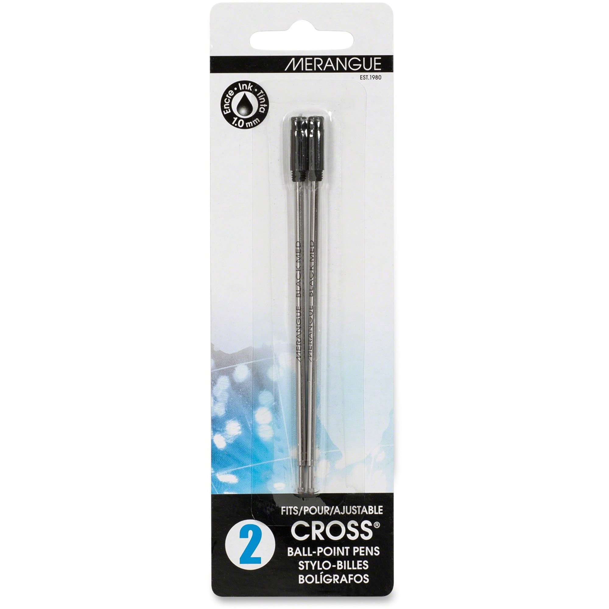 Merangue Cross Ballpoint Pen Refills Medium Point Black 2 / Pack