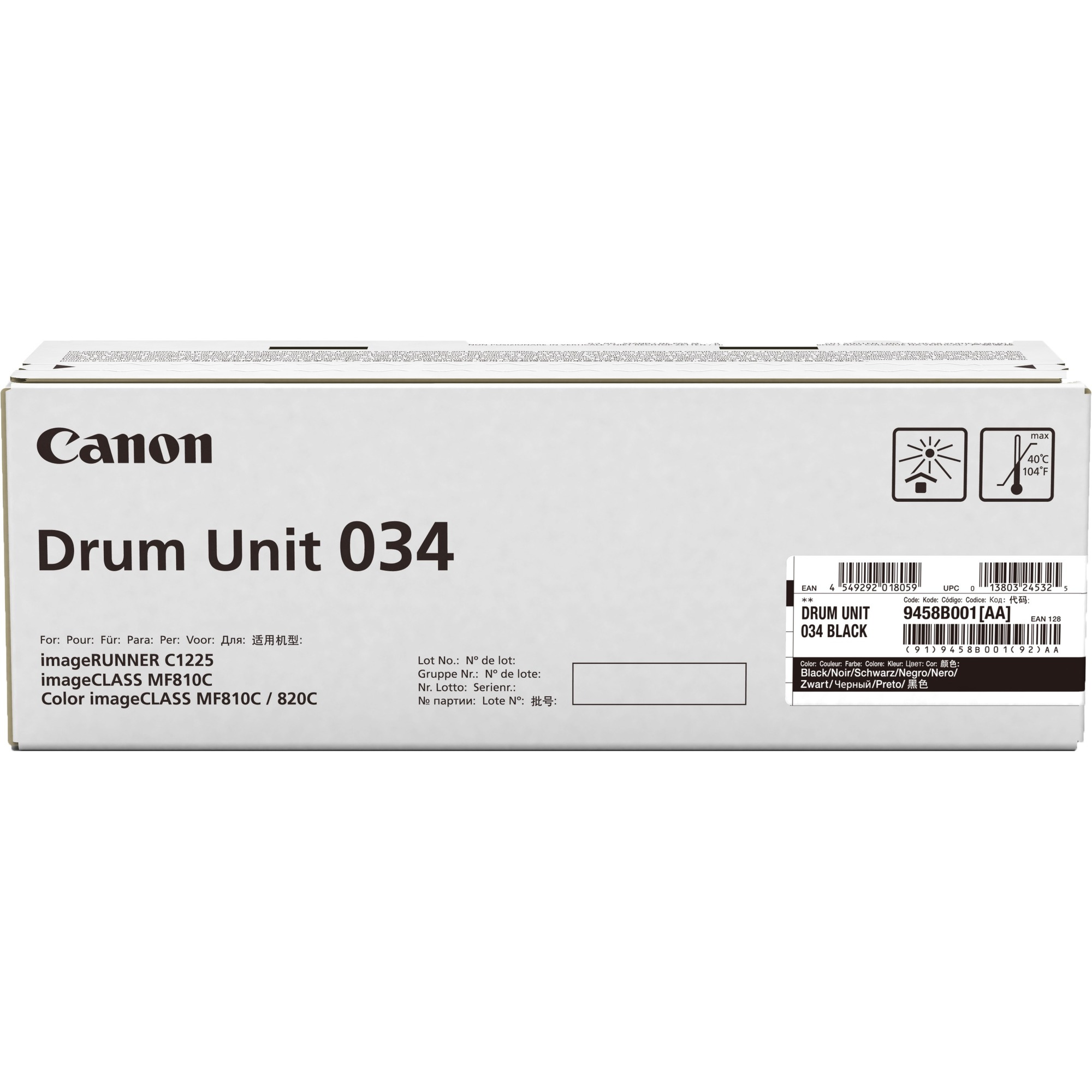 Canon 034 Imaging Drum - Laser Print Technology - 34000 - Black - 1 Each