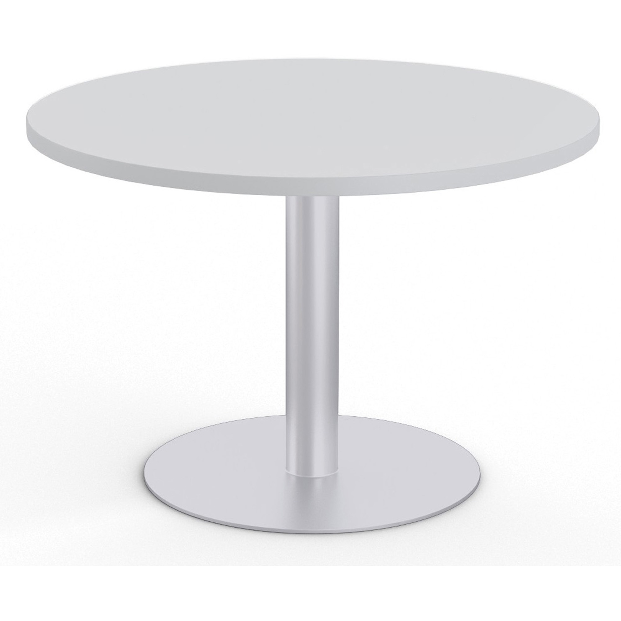 Special-T Sienna Hospitality Table - High Pressure Laminate (HPL) Round Top - Powder Coated Base - 1.25" Table Top Thickness x 42" Table Top Diameter - 29" Height - Hospitality, Breakroom, Cafeteria - Assembly Required - Fashion Gray - Particleboard Top Material - 1 Each