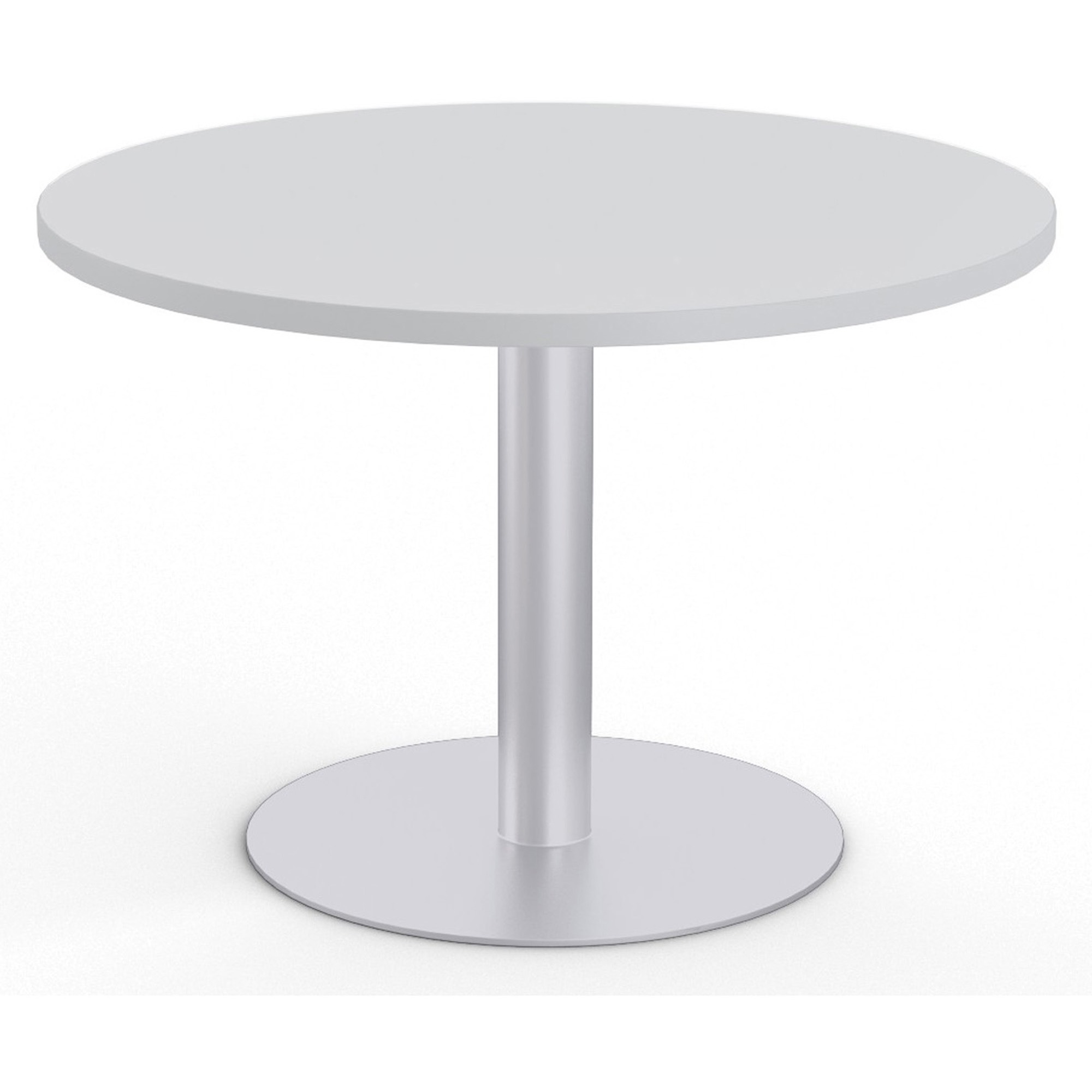 Special-T Sienna Hospitality Table - High Pressure Laminate (HPL) Round Top - Powder Coated Base - 1.25" Table Top Thickness x 42" Table Top Diameter - 42" Height - Hospitality, Breakroom, Cafeteria - Assembly Required - Fashion Gray - Particleboard Top Material - 1 Each