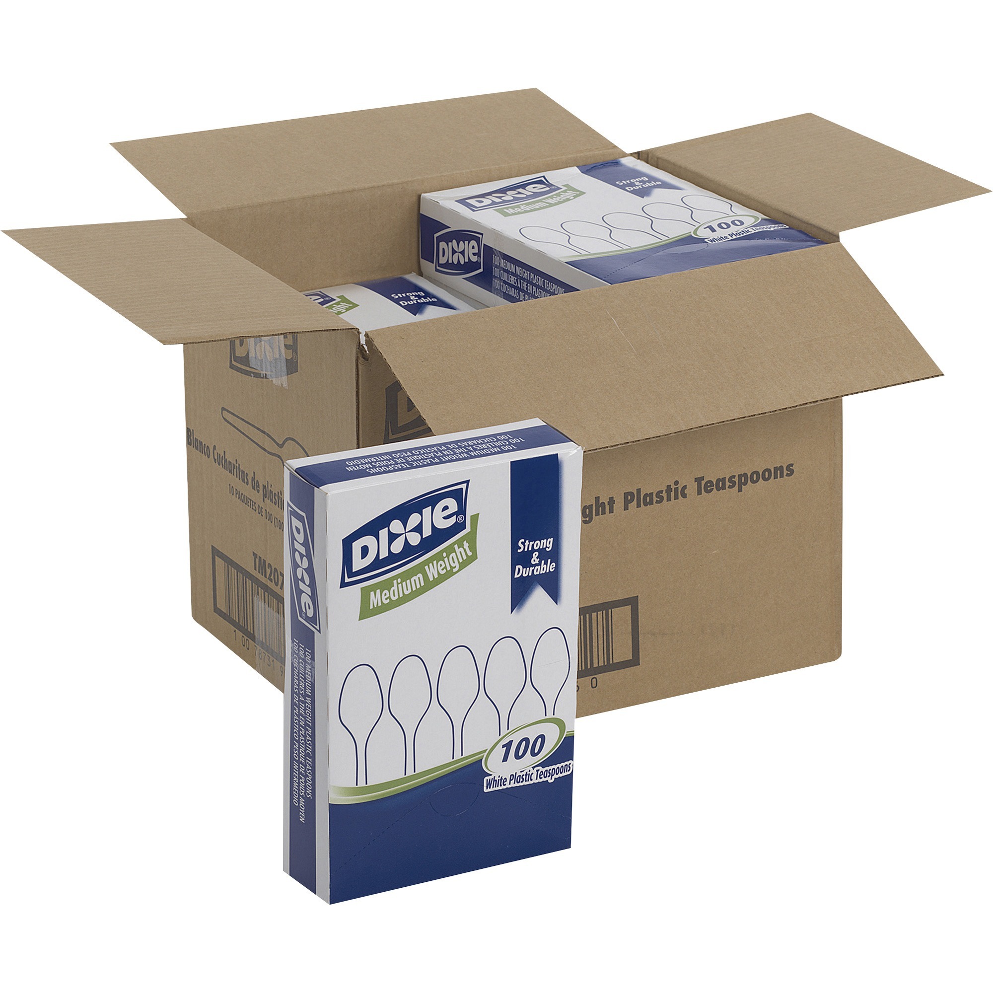 Dixie Medium-weight Disposable Teaspoon Grab-N-Go by GP Pro - Teaspoon - 1000 x Teaspoon - White - 100/Box - 10 / Carton
