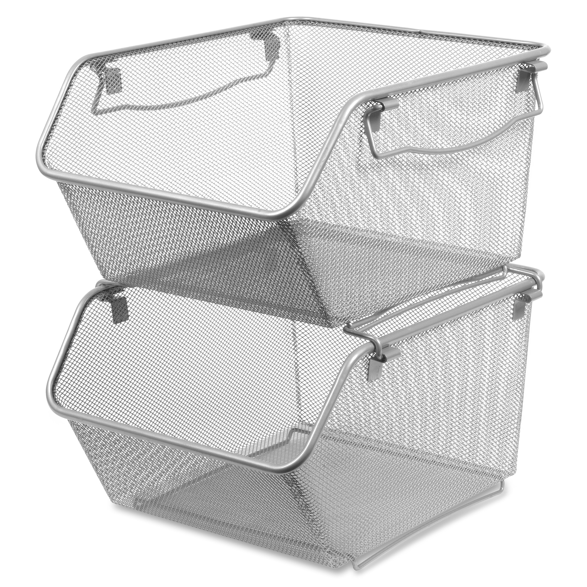 Lorell Mesh Stacking Storage Bin 2 Tier(s) Desktop Silver Steel