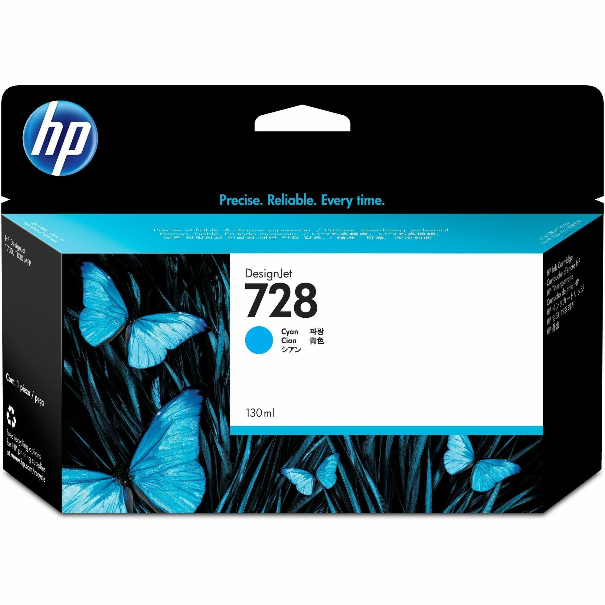HP 728 (F9J67A) Original Inkjet Ink Cartridge - Cyan - 1 Each