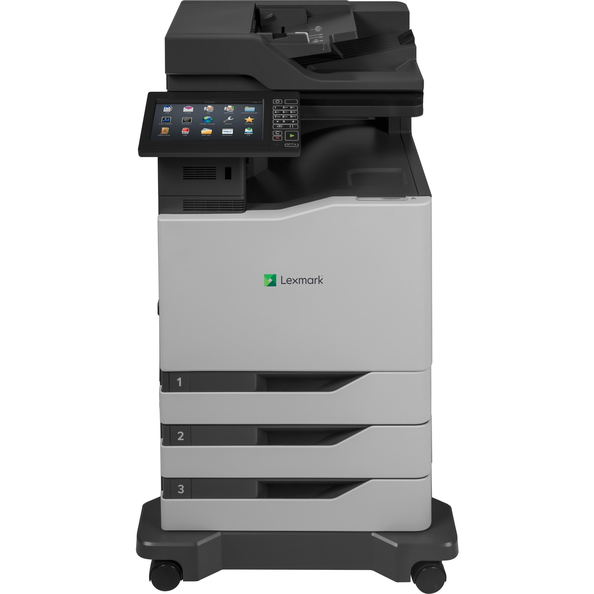 Lexmark CX825dte Laser Multifunction Printer-Color-Copier/Fax/Scanner-55 ppm Mono/55 ppm Color Print-1200x1200 Print-Automatic Duplex Print-250000 Pages Monthly-1750 sheets Input-Color Scanner-1200 Optical Scan-Color Fax-Gigabit Ethernet - Copier/Fax/Prin