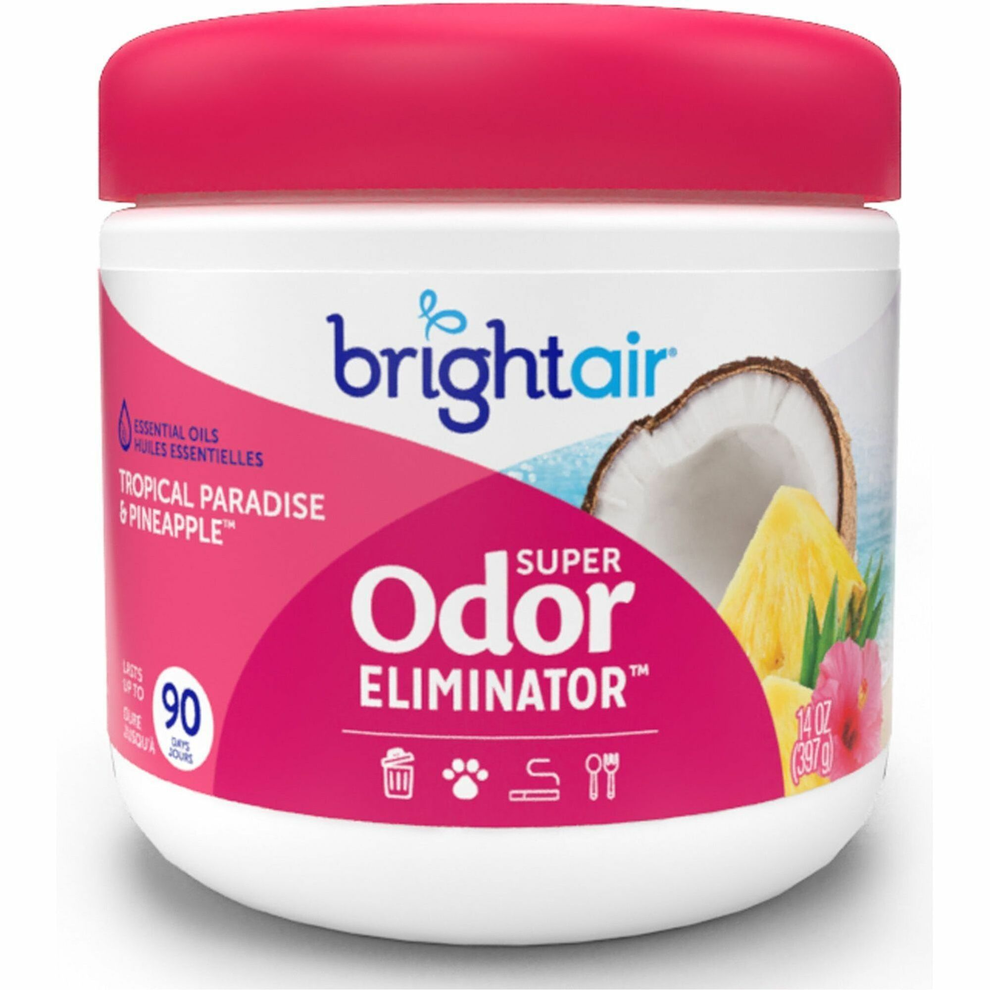 Bright Air Super Odor Eliminator Air Freshener - 450 ft� - 14 fl oz (0.4 quart) - Island Nectar, Pineapple - 60 Day - 6 / Carton