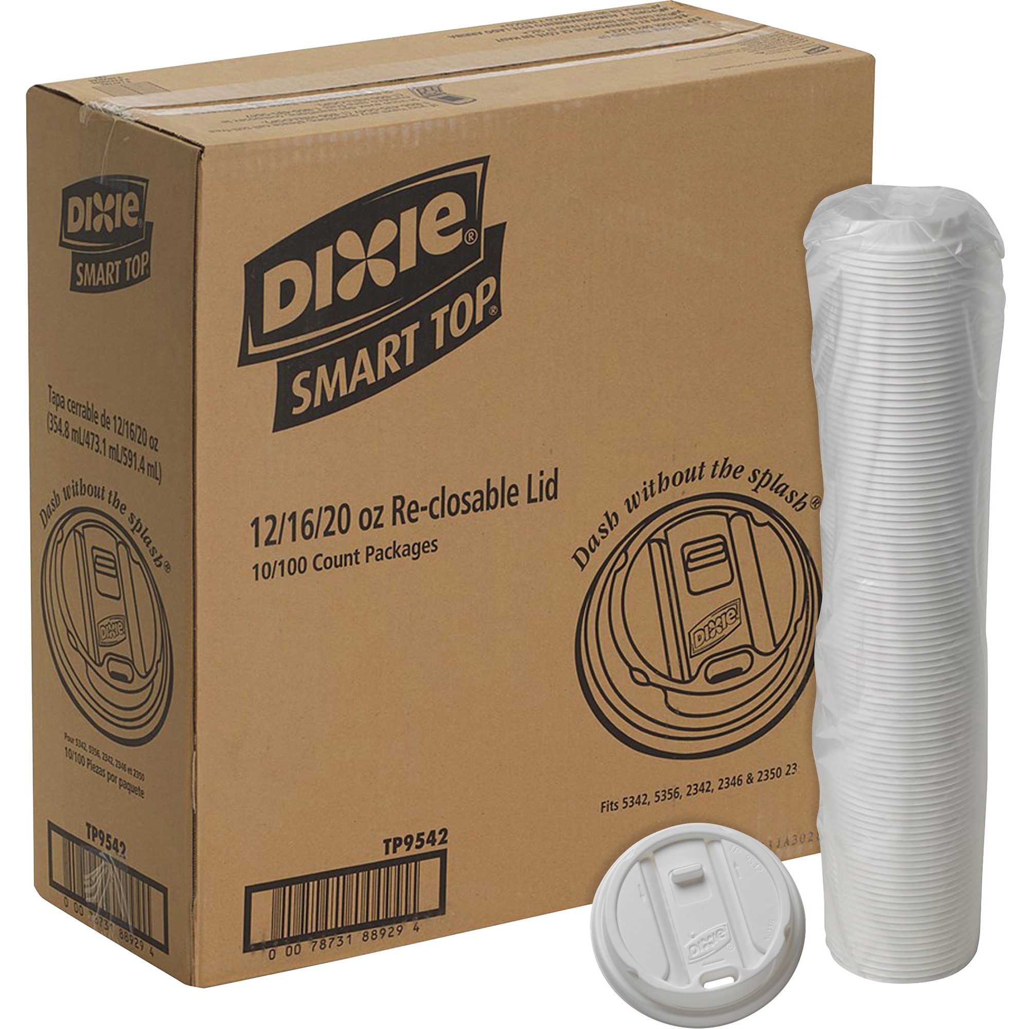 Dixie Large Reclosable Hot Cup Lids by GP Pro - Round - Plastic - White - 10 / Carton