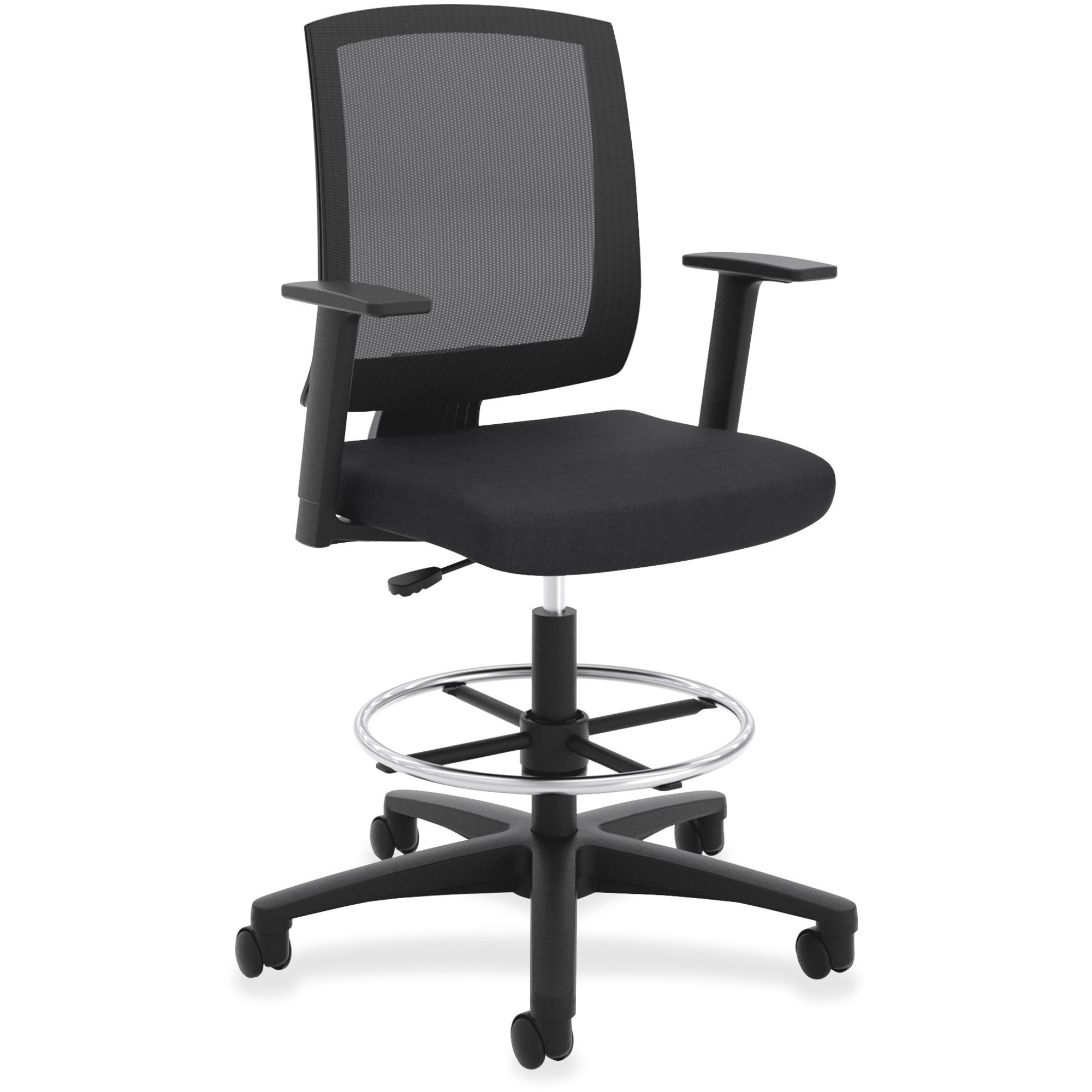 Hon Torch Mesh Mid Back Task Stool Fabric Seat 5 Star Base Black 19 Seat Width X 18 Seat Depth 27 Width X 27 Depth X 52 Height