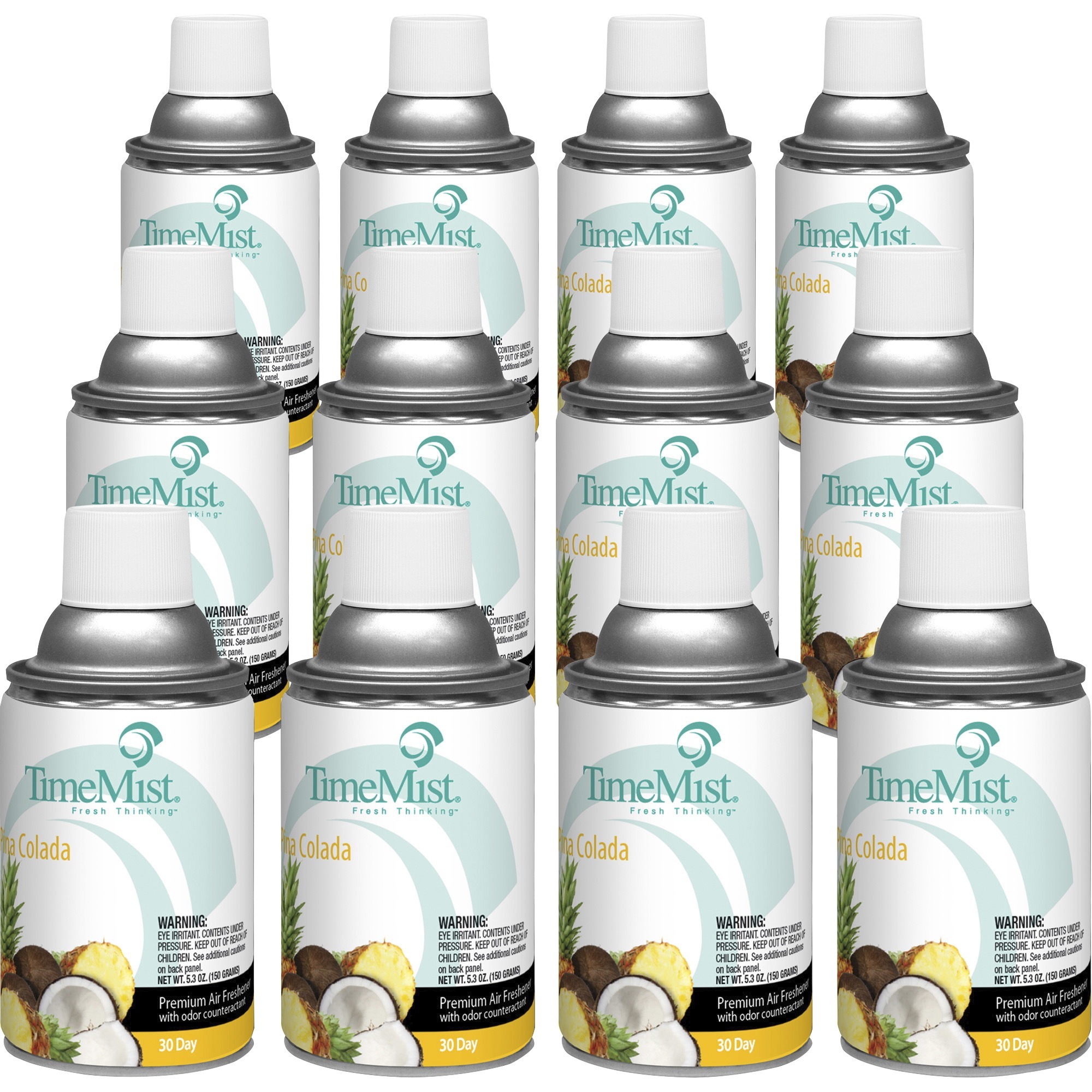 TimeMist Metered 30-Day Pina Colada Scent Refill - Spray - 6000 ft� - 5.3 fl oz (0.2 quart) - Pina Colada - 30 Day - Long Lasting, Odor Neutralizer - 12 / Carton