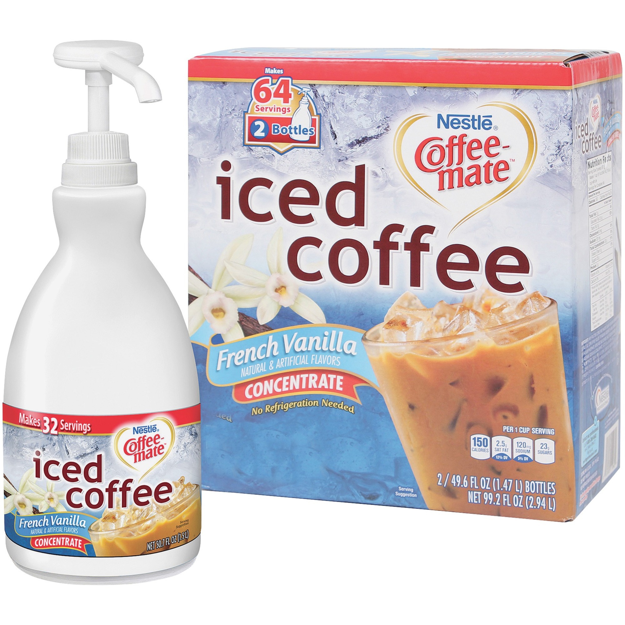 CoffeeMate French Vanilla Iced Coffee 1.5L Liquid Pump Bottles