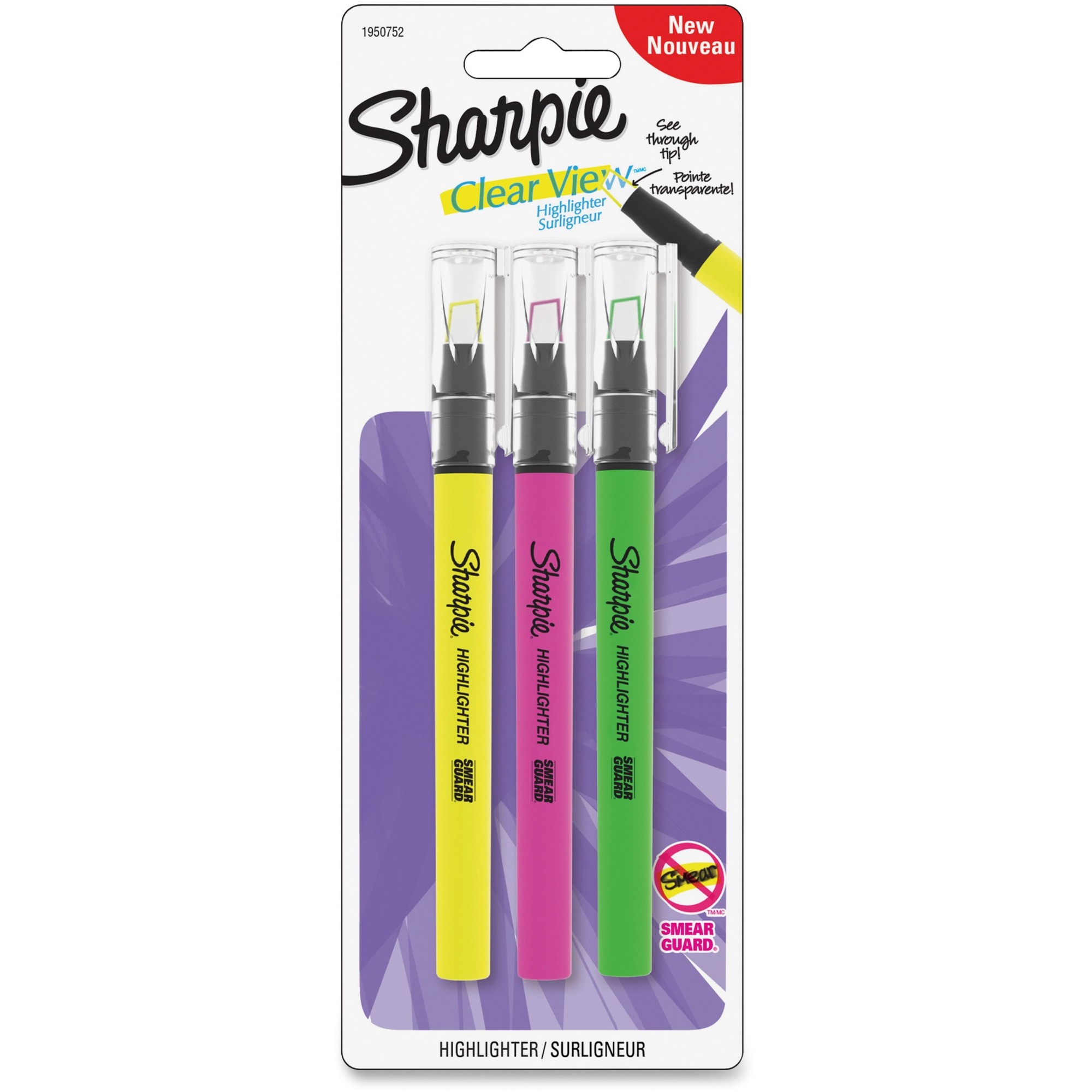 Sharpie Highlighter Clear View Assorted 3 / Set Madill The