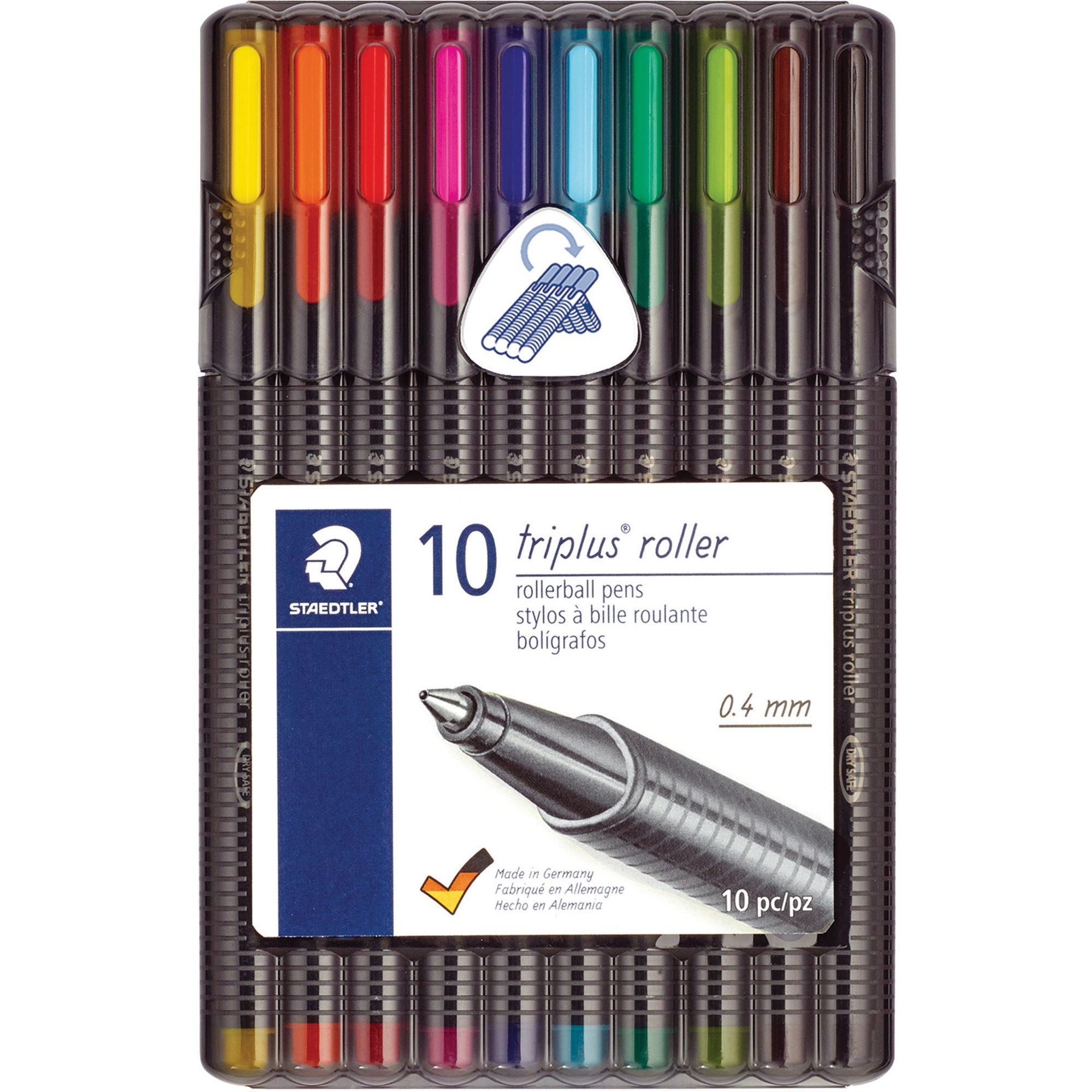 Staedtler 10 Triplus Roller Rollerball Pens - Assorted Water Based Ink ...