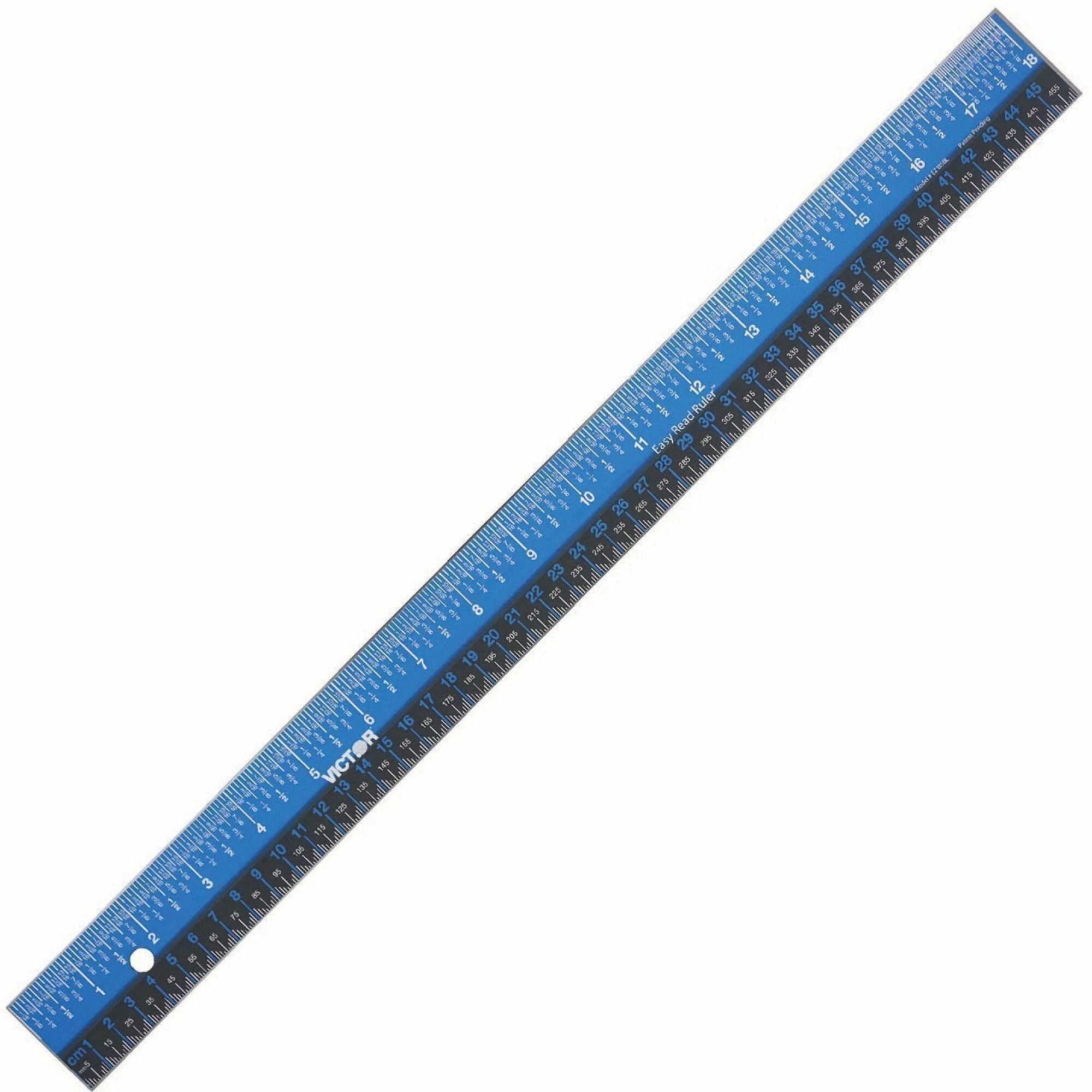 Victor Easy Read 18 Inch Blue Stainless Steel Ruler