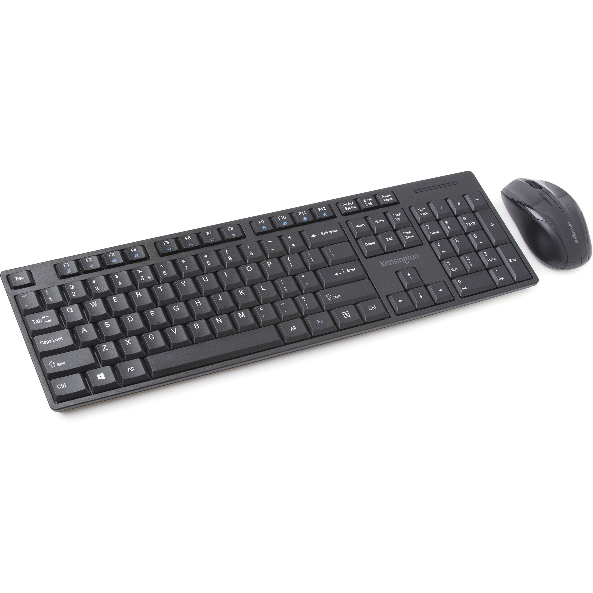 Kensington Pro Fit Wireless Desktop Set - Black - USB Wireless RF 2.40 GHz Keyboard - English (US), International - Black - USB Wireless RF Mouse - Laser - 1000 dpi - Scroll Wheel - Black - Symmetrical - AA, AAA - Compatible with Computer, Notebook for Ma