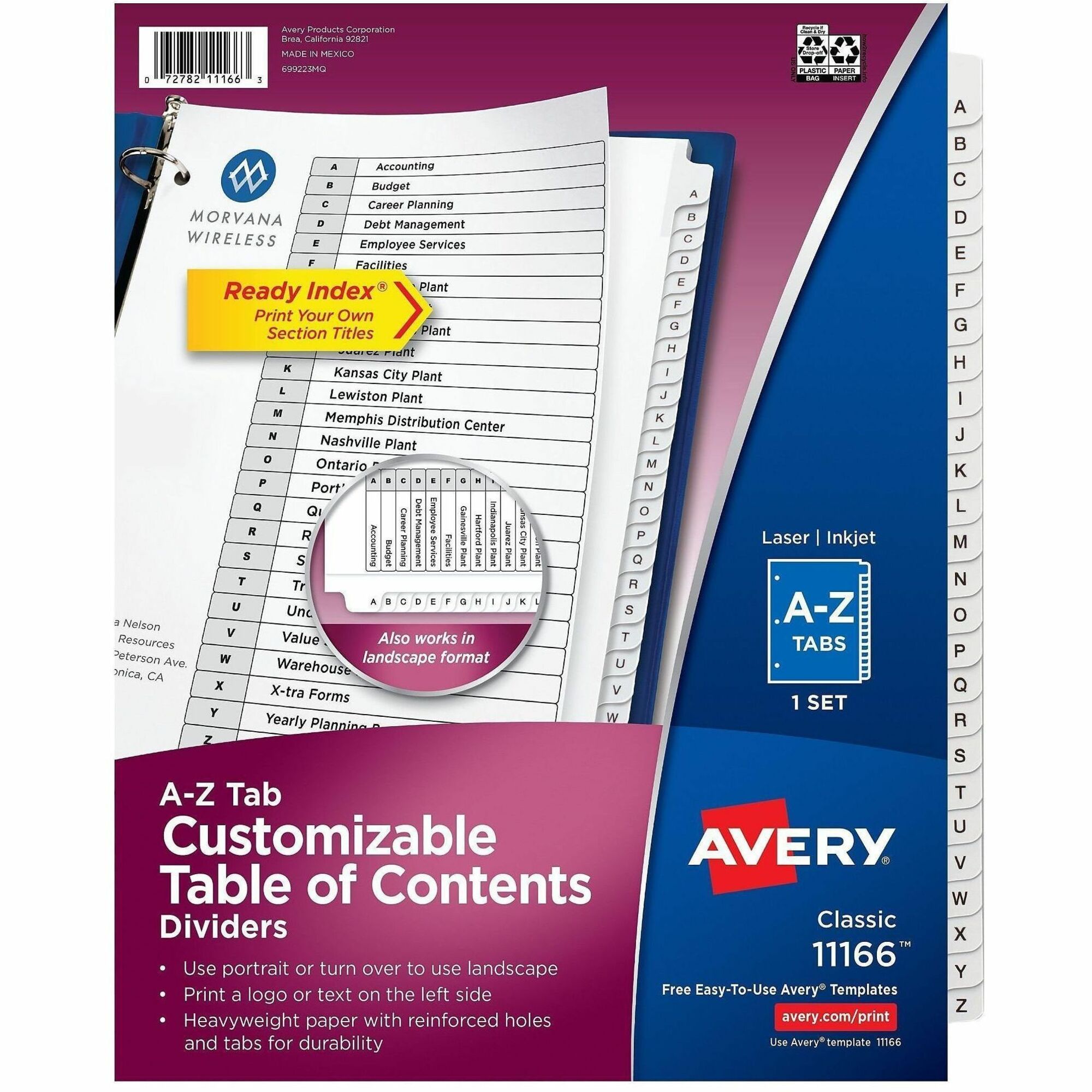 Avery Extra-Wide Dividers, 26 Tabs, Ready Index (11166)