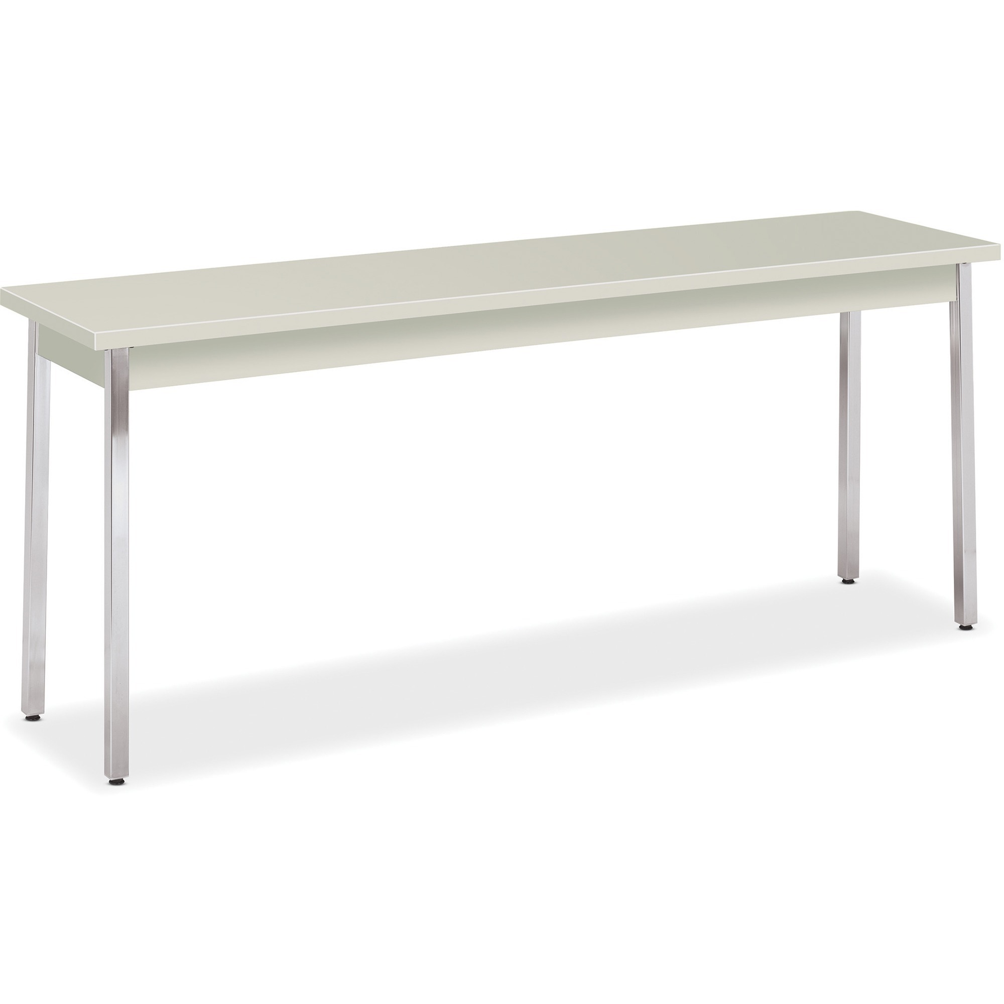 HON Utility Table, 72"W x 18"D - Natural Rectangle Top - Chrome Four Leg Base - 4 Legs x 72" Table Top Width x 18" Table Top Depth x 1.13" Table Top Thickness - 29" Height - Educational Environment - Assembly Required - Melamine Top Material - 1 Each