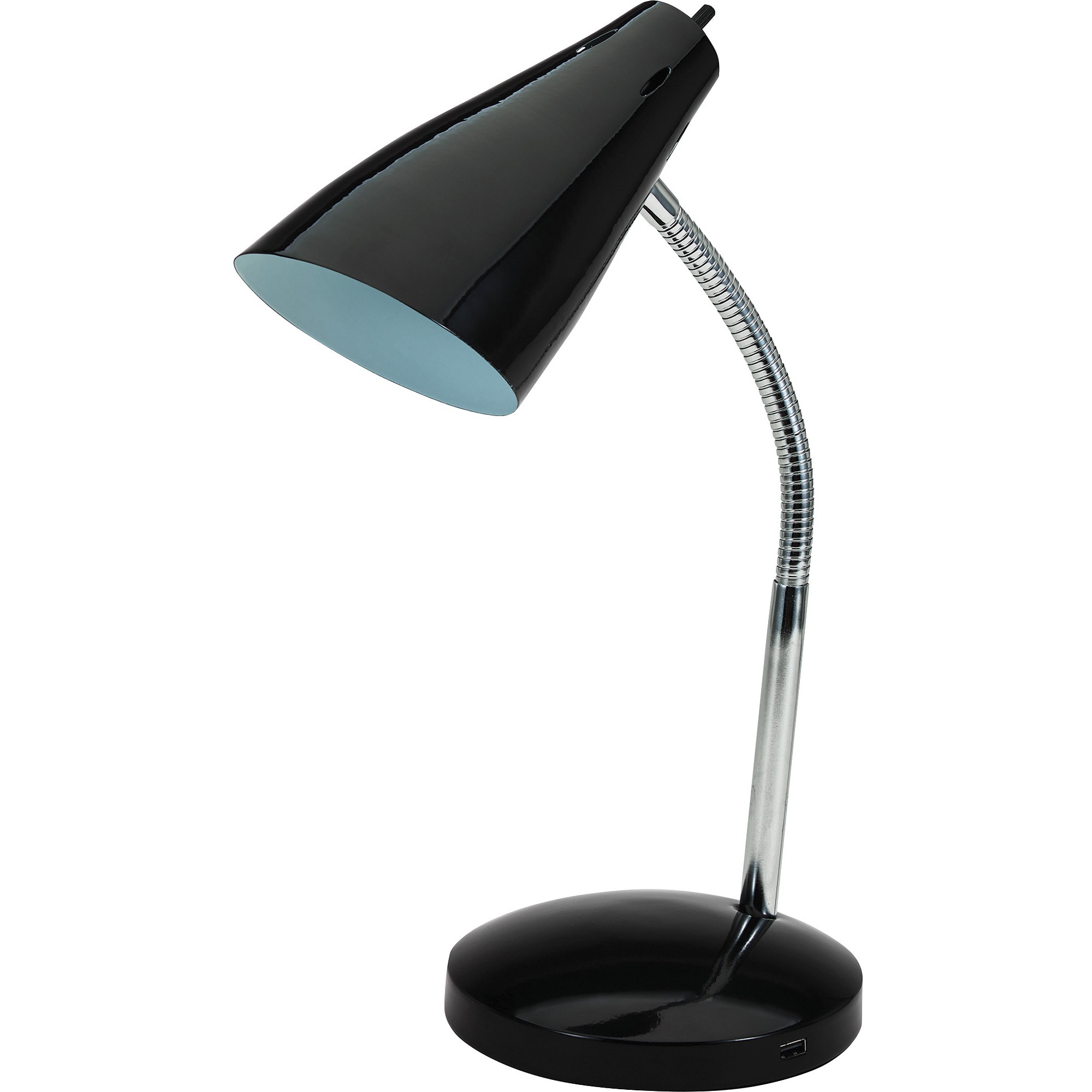 Lorell USB 10-watt LED All-metal Desk Lamp - 15" Height x 6.3" Width - 10 W LED Bulb - Black - Metal - Desk Mountable - Black - for Desk, Table