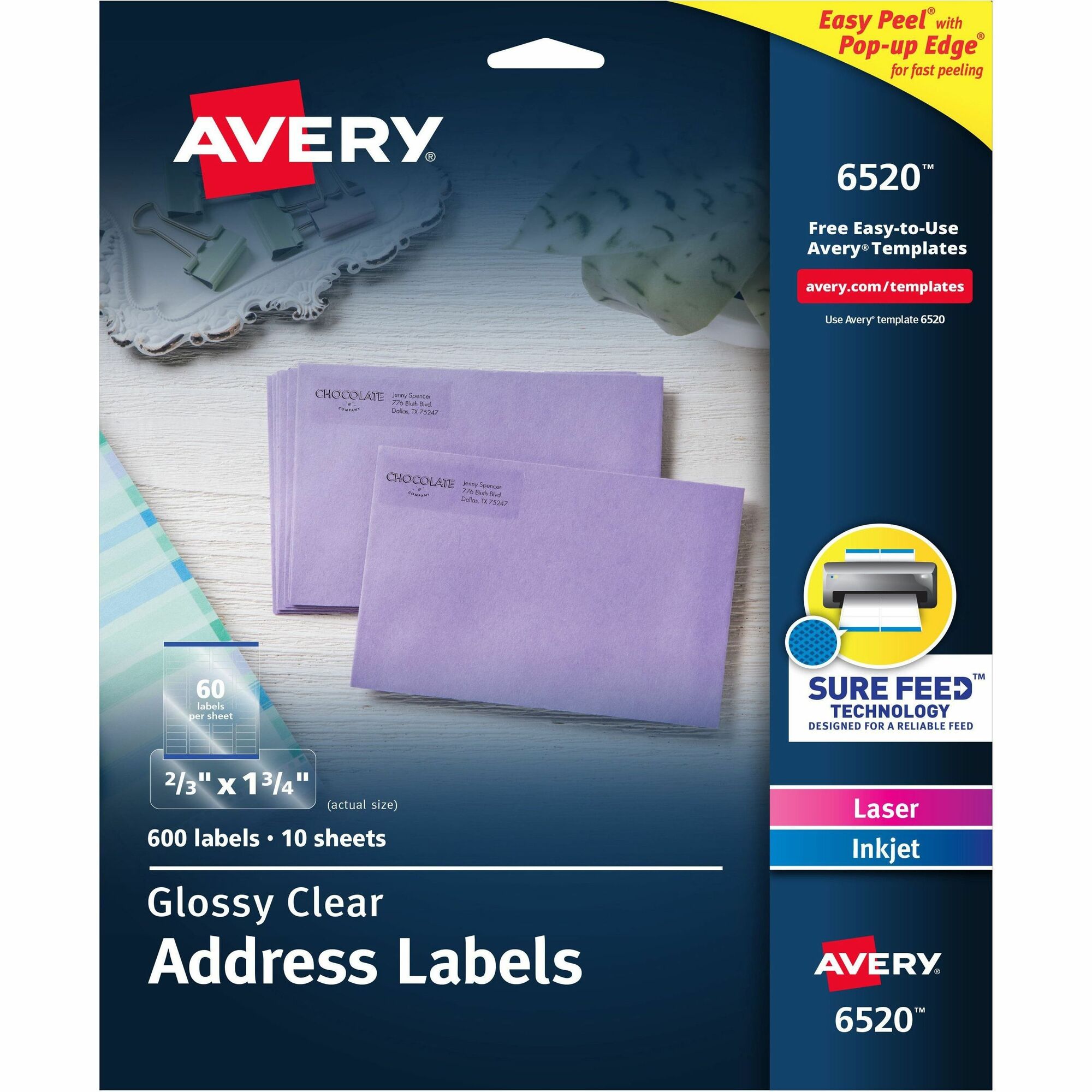 Avery® Easy Peel(R) Address Labels, Sure Feed(TM) Permanent Adhesive ...