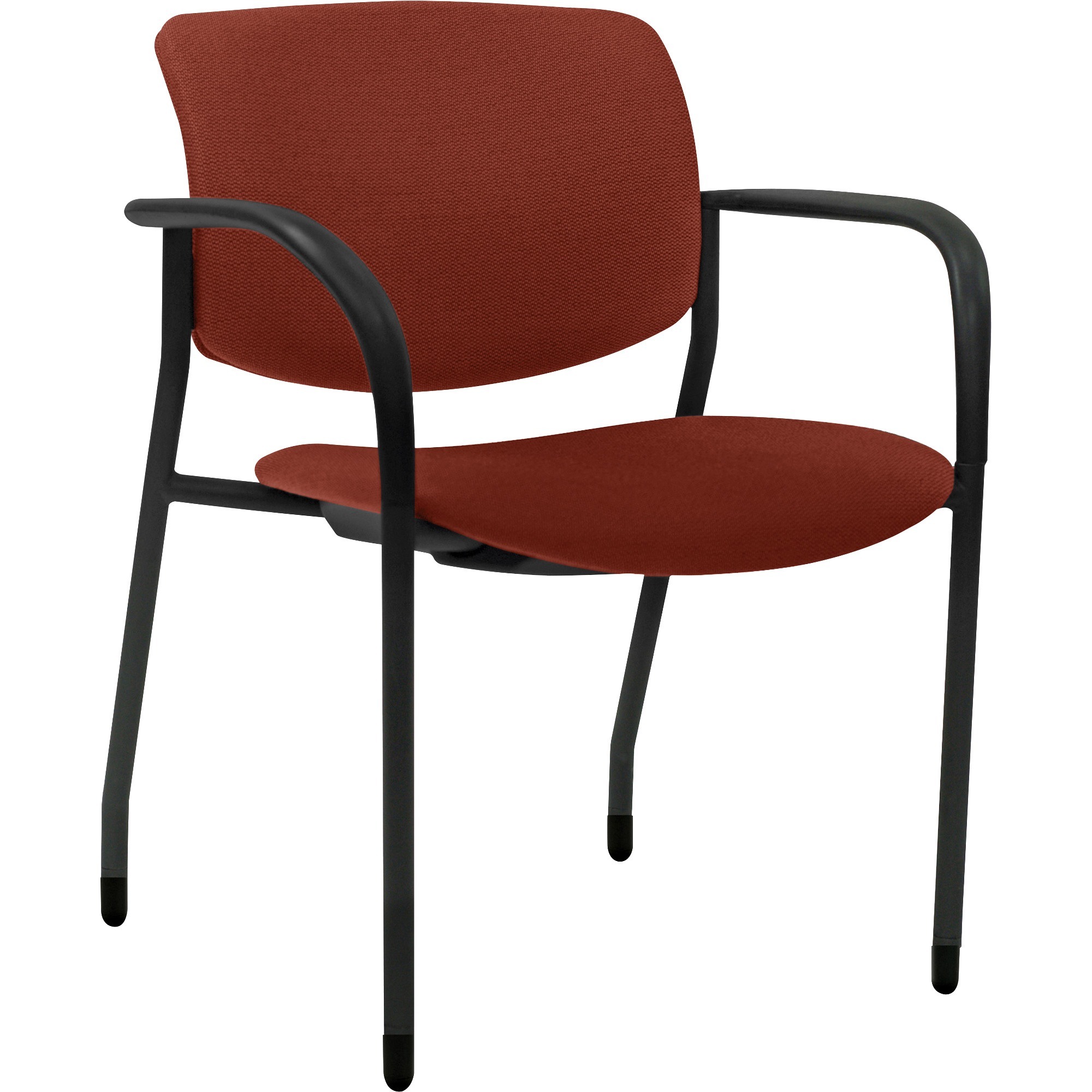 Lorell Contemporary Stacking Chair - Orange Seat Color - Foam, Crepe Fabric Seat Material - Orange Back Color - Foam, Crepe Fabric Back Material - Powder Coated, Black Frame Color - Tubular Steel Frame Material - Four-legged Base - Armrest - 2 / Carton